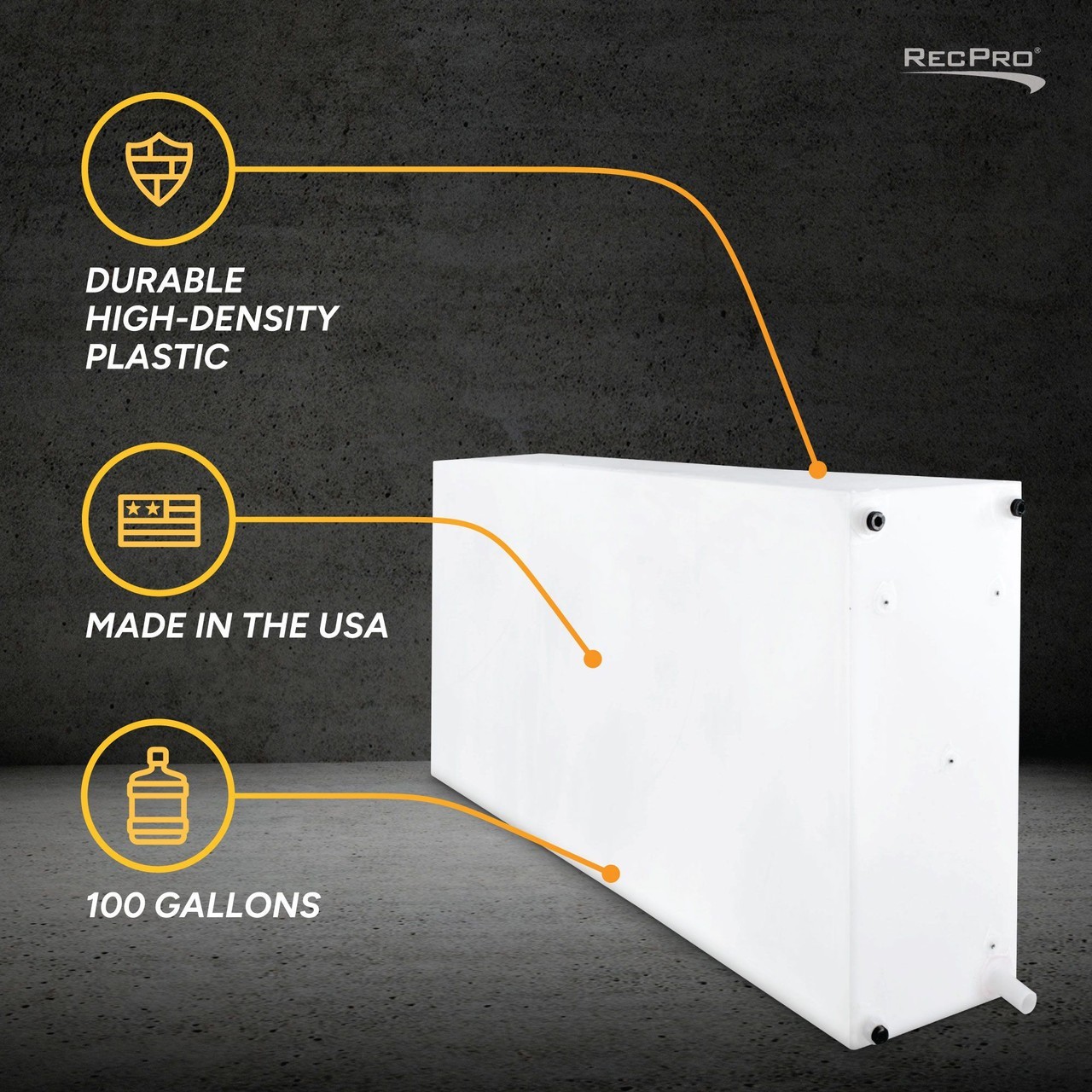 RV Fresh Or Gray Water Holding Tank 100 Gallon 26″ X 81″ X 11″