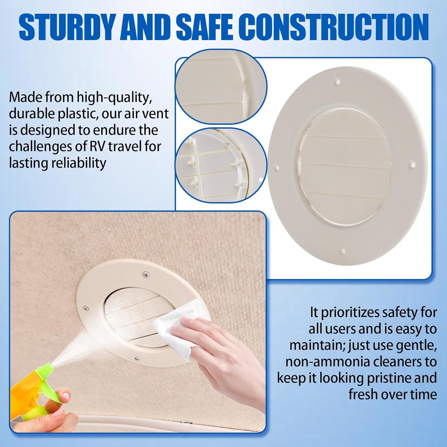 (5-Pack) 6.5″ RV Ceiling Vent Covers for Inside Camper, AC 5pk, White