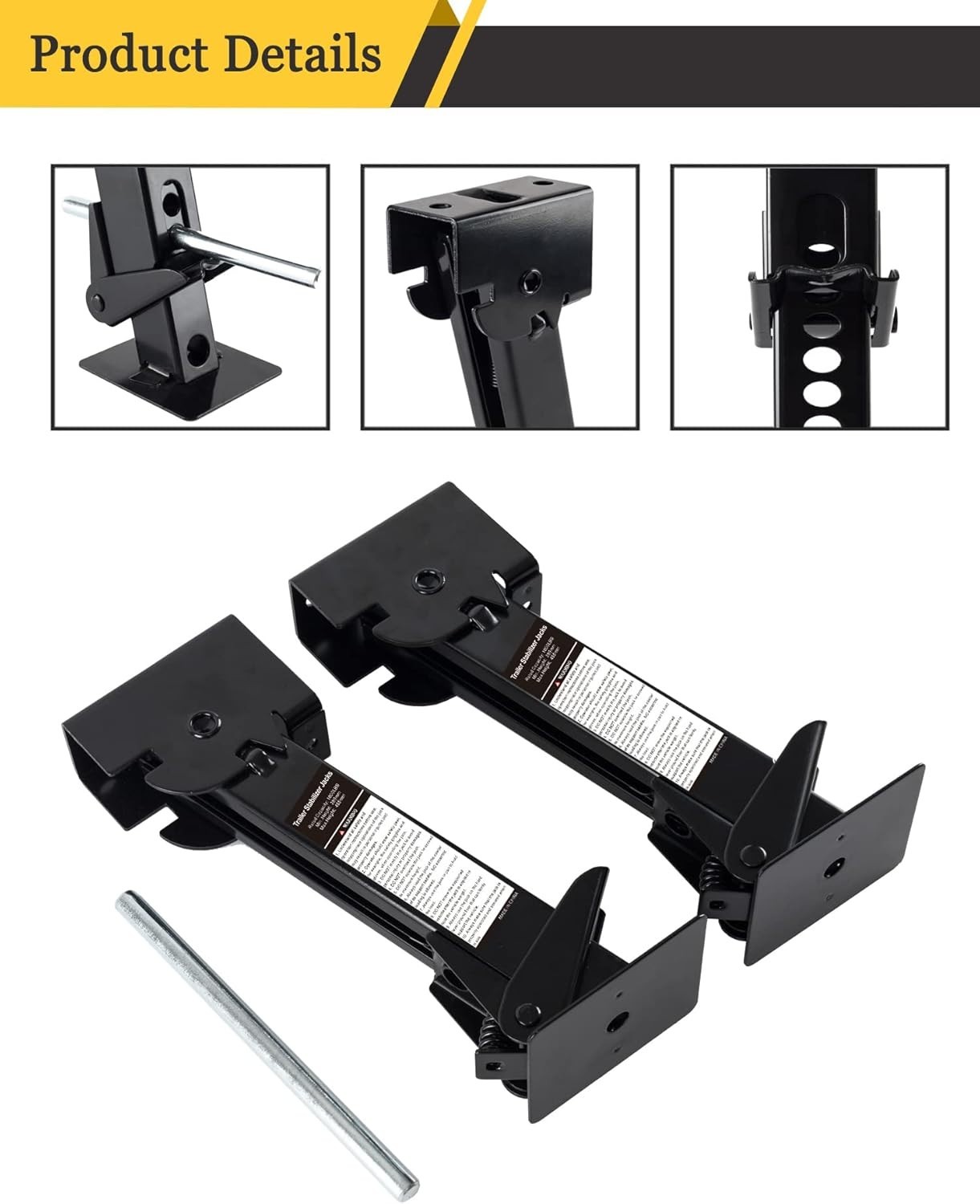 Compact & Reliable Trailer Stabilizer Jacks – 1000 lbs Static Capacity, 2 Pack