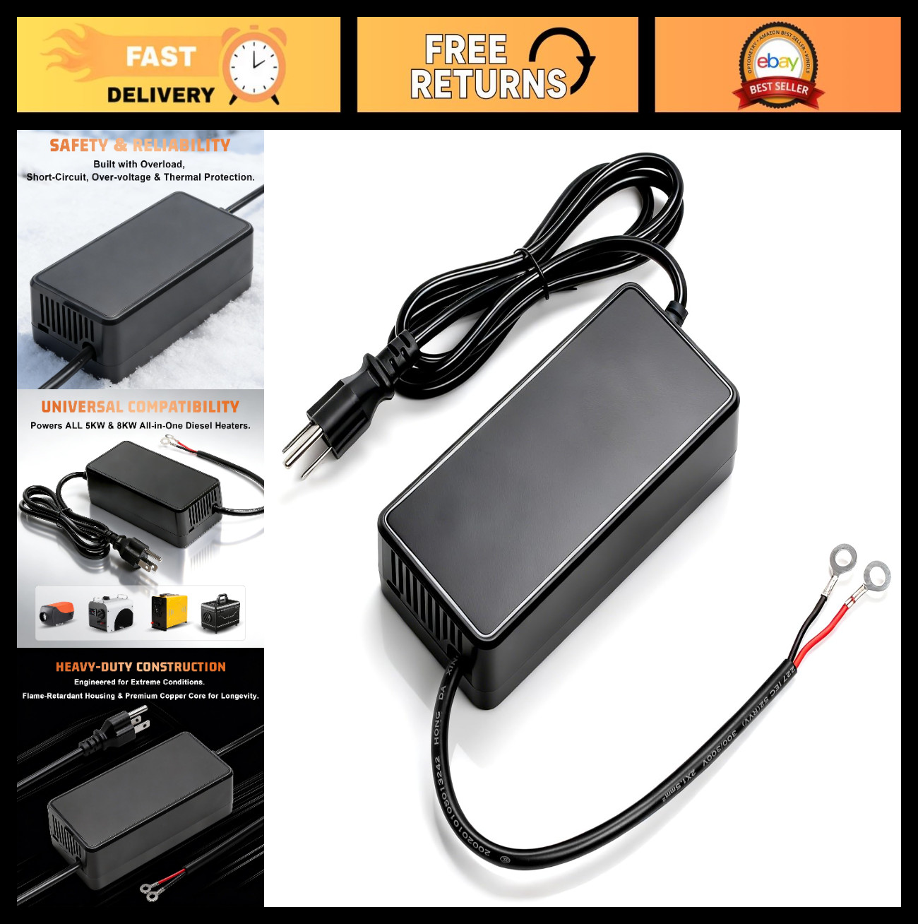 12V/24V Diesel Heater Power Supply Adapter Transformer for 2KW/5KW/8KW RV Garage
