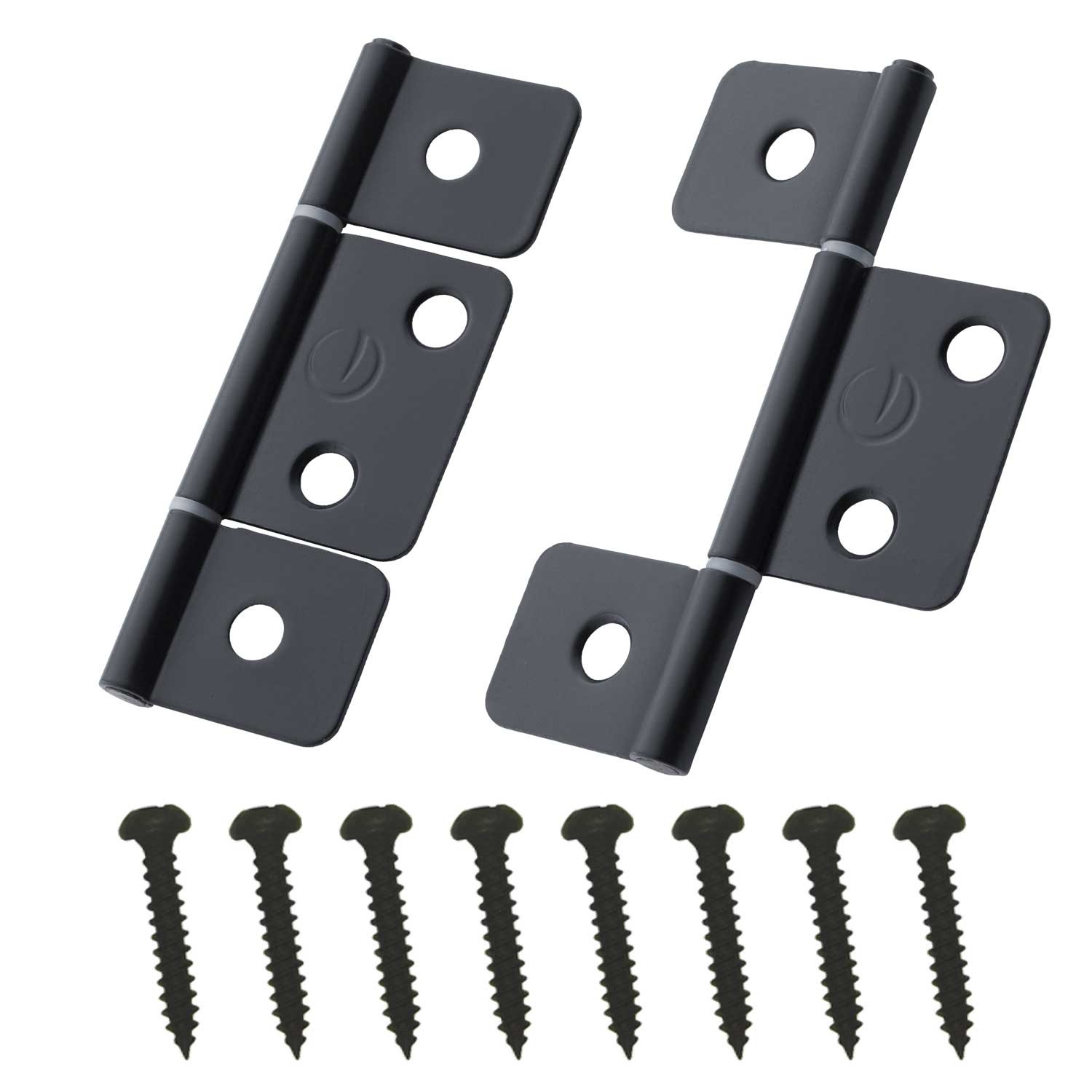 Pair of Global Link Three Leaf Non-Mortise Door Hinges, Matte Black