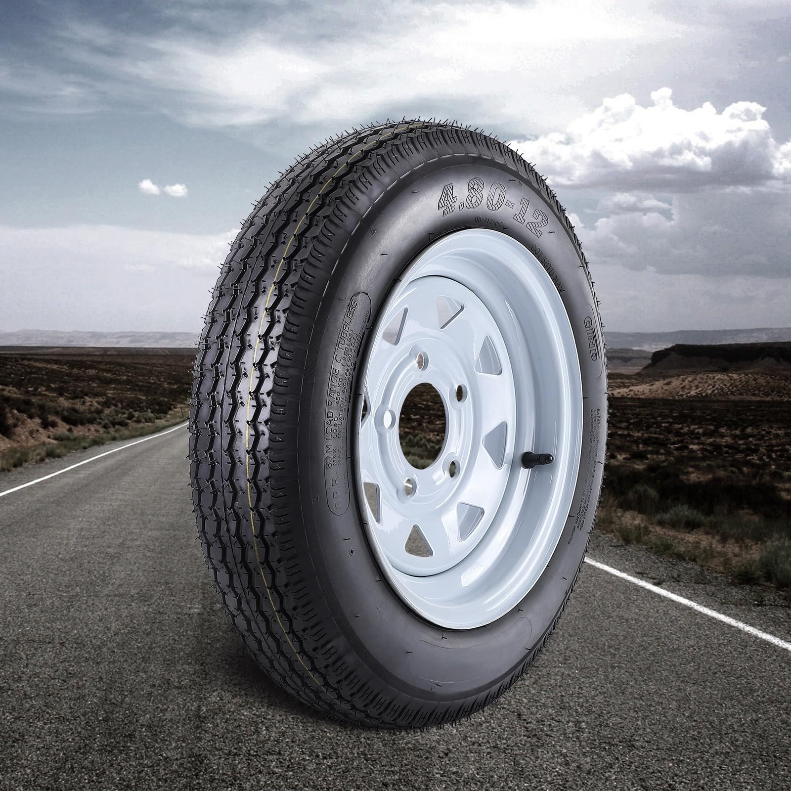 2 Set Trailer Tires Rims 4.80-12 4.80×12 6PR 12″ Rim Load Range C ,5 Lug On 4.5″