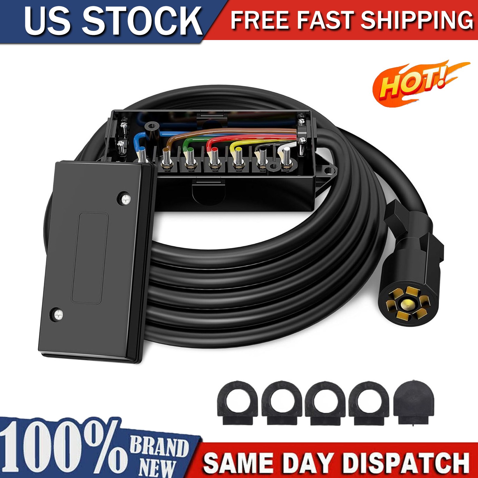 Weatherproof 7-Way Trailer Plug 7 Pin Trailer Trailer Wiring Harness Connector