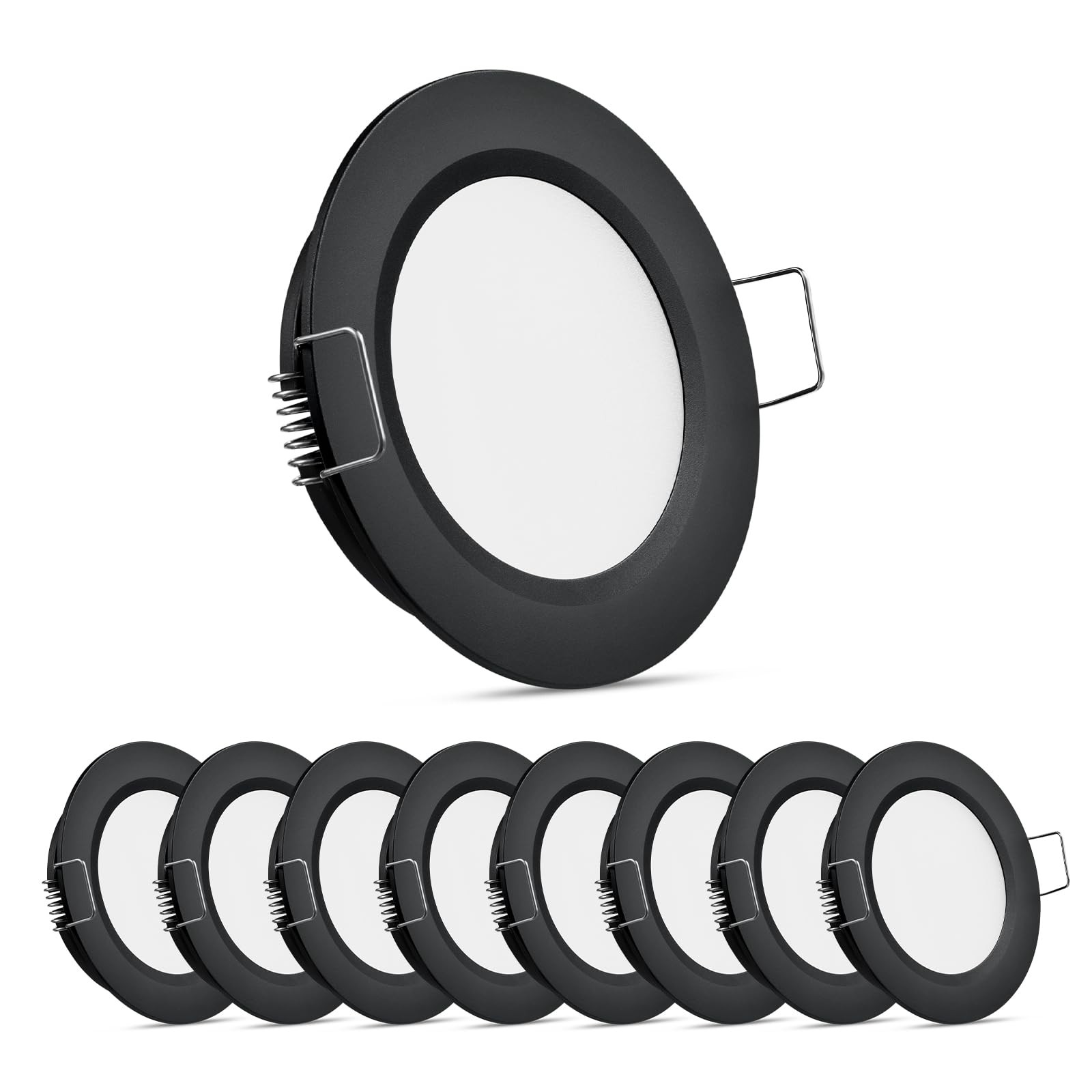 Obeaming 8 Pack 12 Volt 8 Counts (Pack of 1), Matte Black 8-pack / Warm White