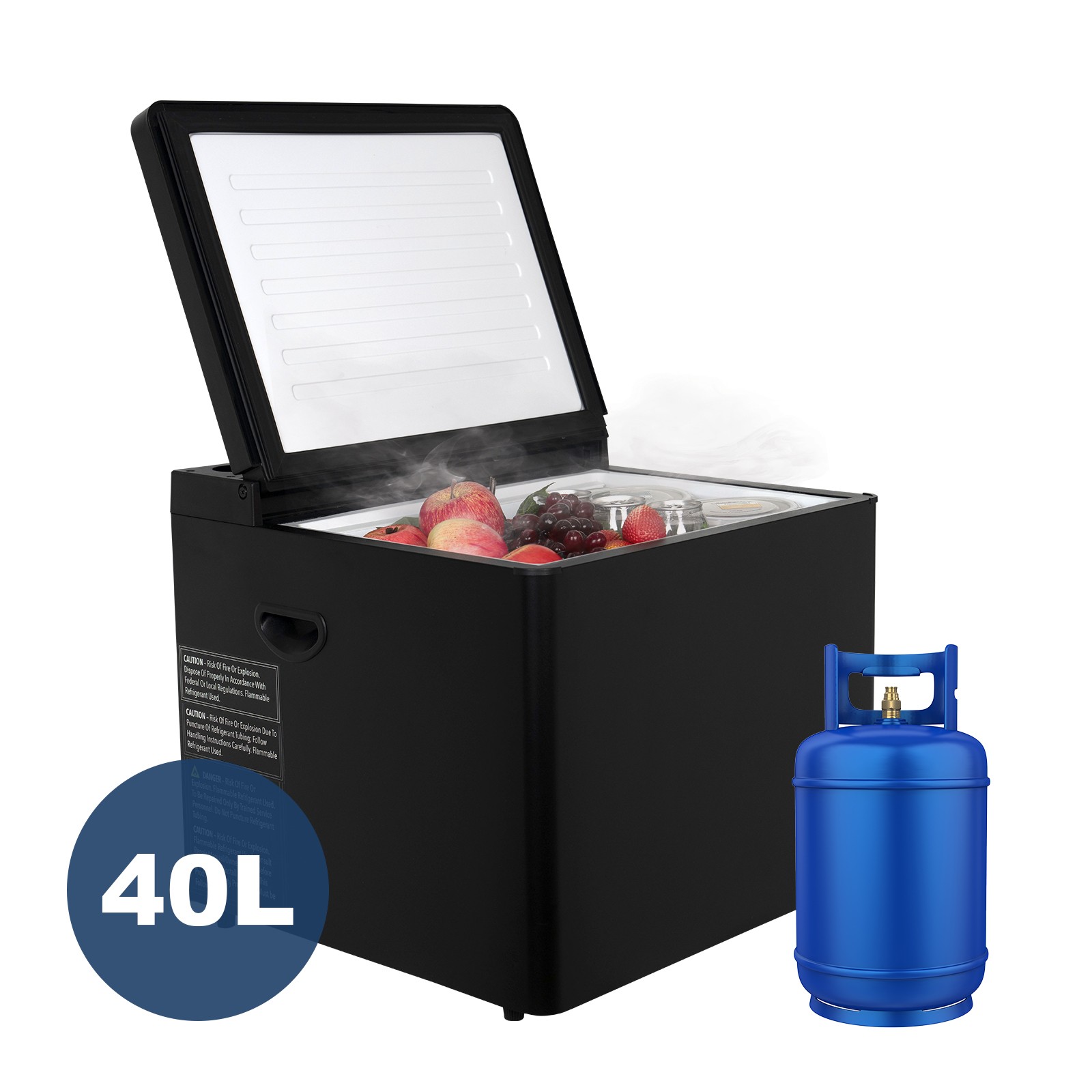 Smad 3 Way Fridge, Gas/12V/110V,1.4 Cu.ft for Camping, Motorhome, Truck – Black