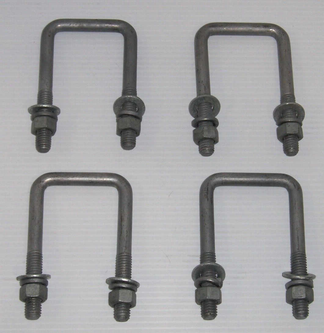 4 Piece Boat Trailer 3/8″ U-Bolts Hot Dipped Galvanized Square 1 3/4″ x 3 3/8″