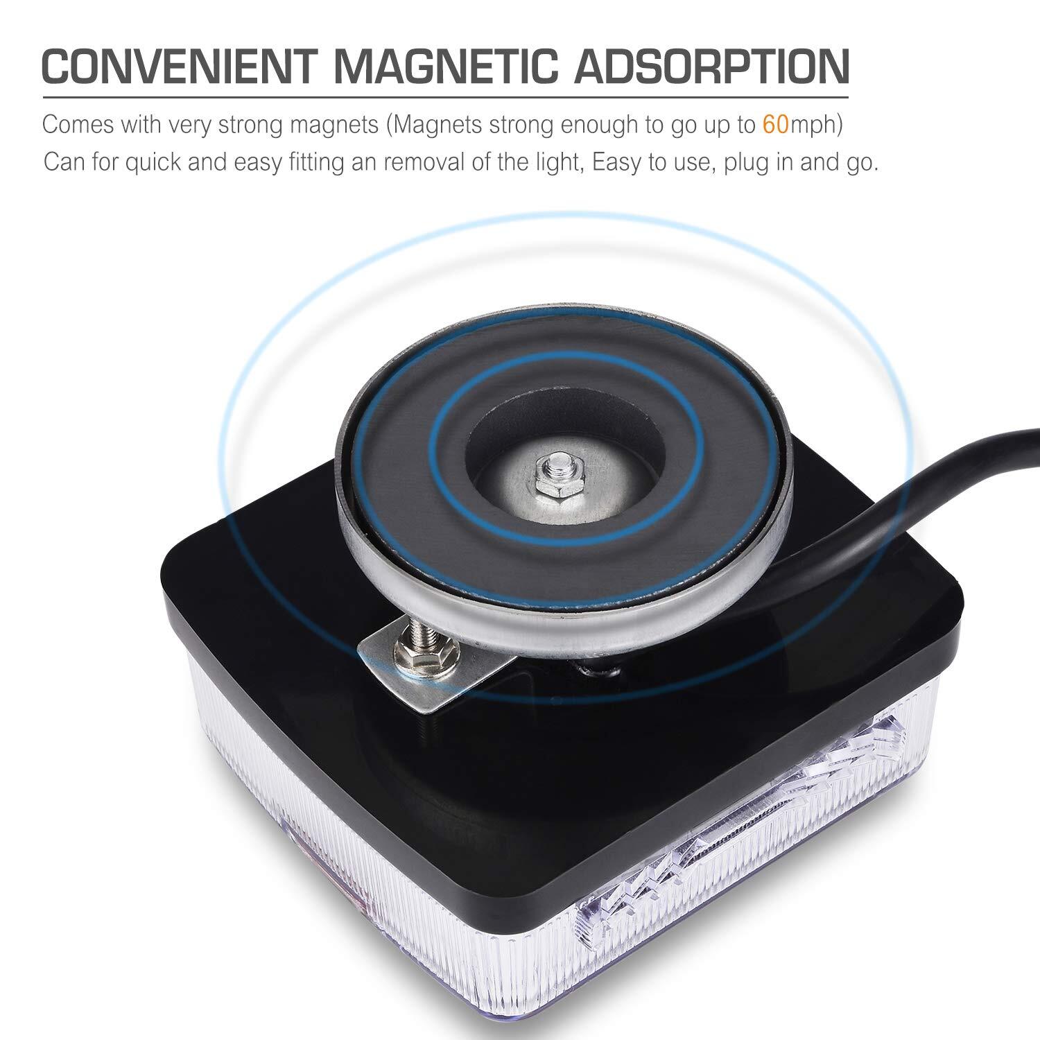 Magnetic LED Trailer Light Kit, 24ft Cable, 7-Pin Plug, IP68, DOT Approved