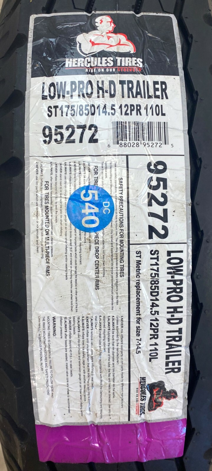 4 (Four) ST 7-14.5 (ST175/85D14.5) Hercules HD Trailer Tires F/12 Ply Tires 7145