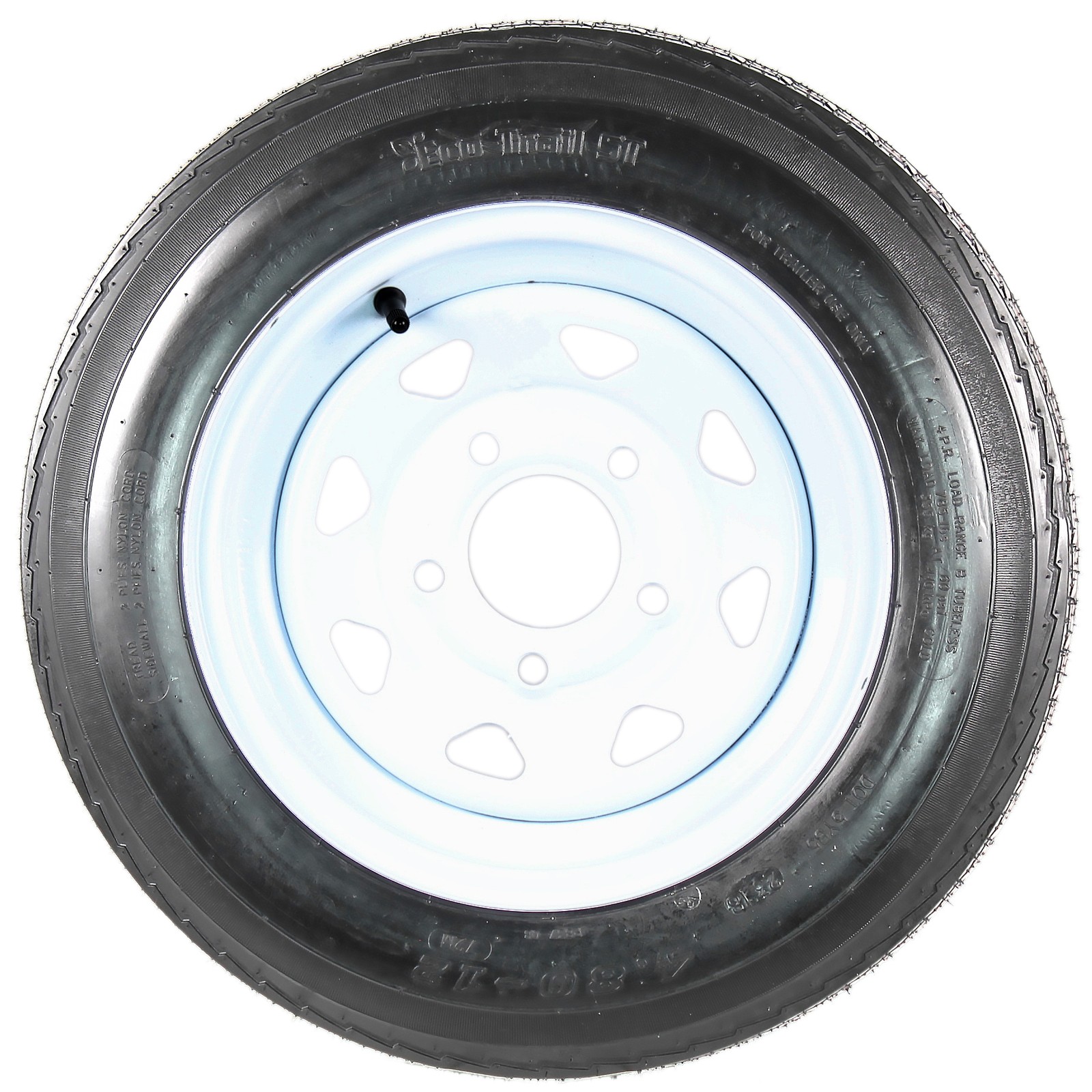 Trailer Tire Rim Assembly 4.80-12 480-12 12 Inch Load C 5 Lug White Spoke Wheel
