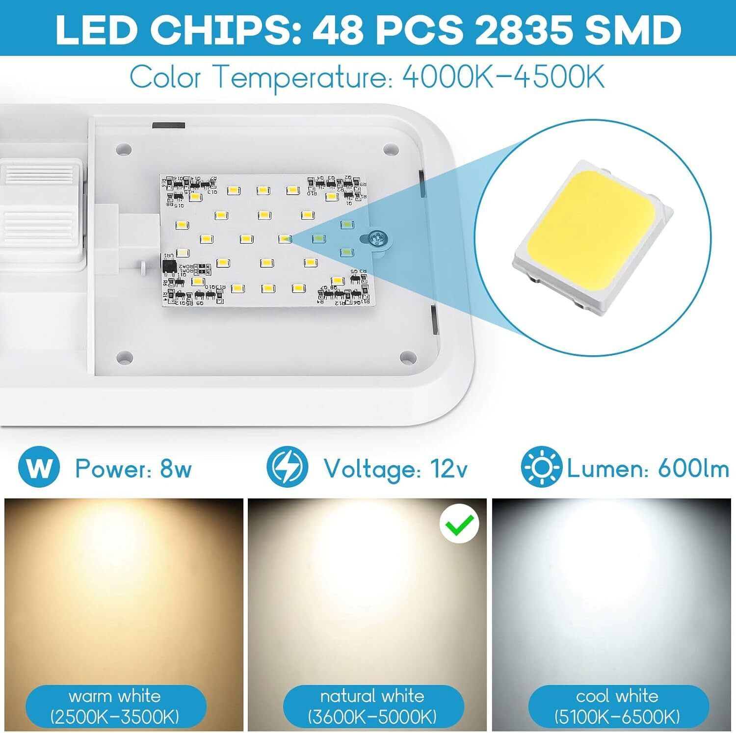 1-10 PCS 12V LED RV Ceiling Double Dome Light Interior for Trailer Camper Boat