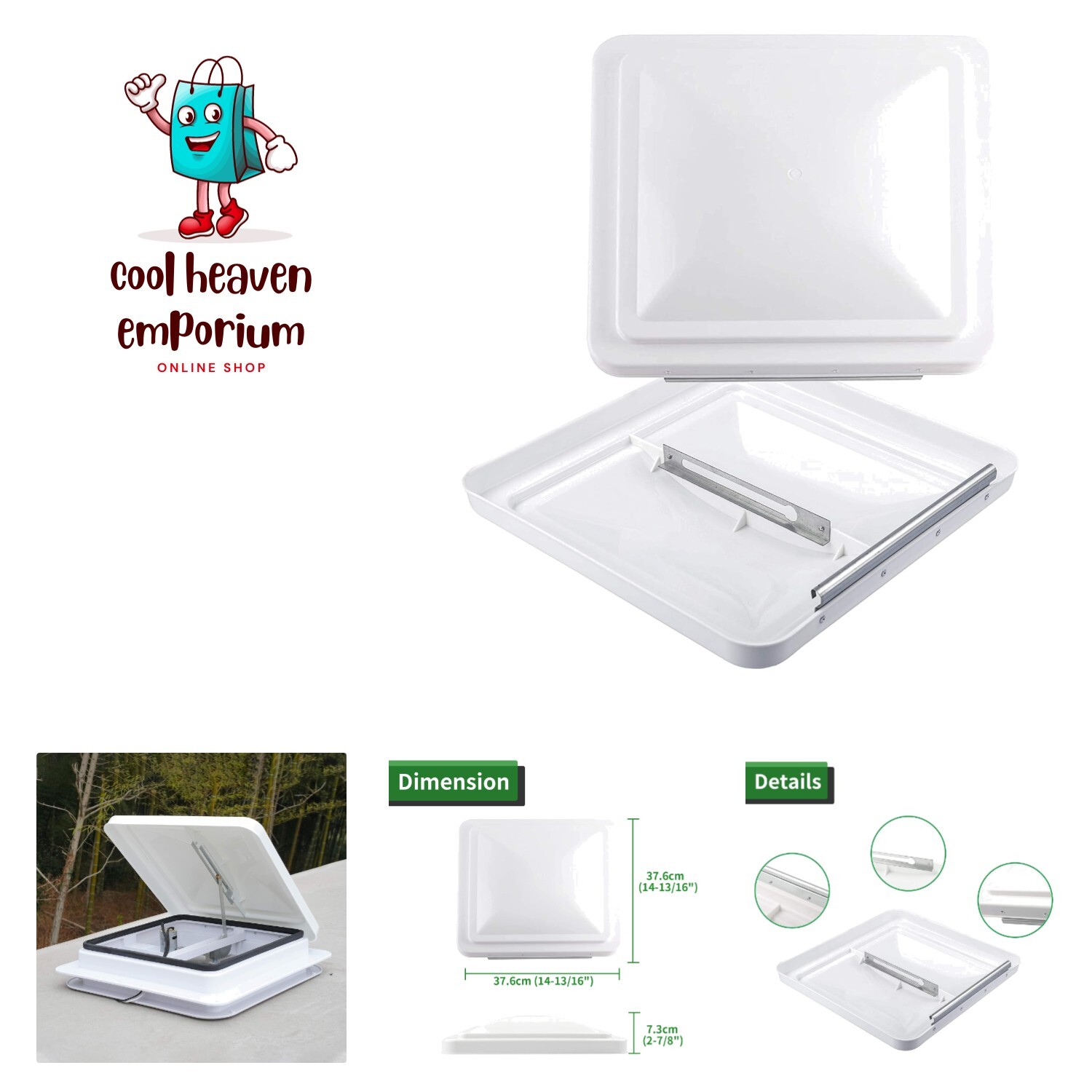 RV Roof Vent Cover 14 Inches, Universal Replacement Vent Lid White 2 Pack, Co…