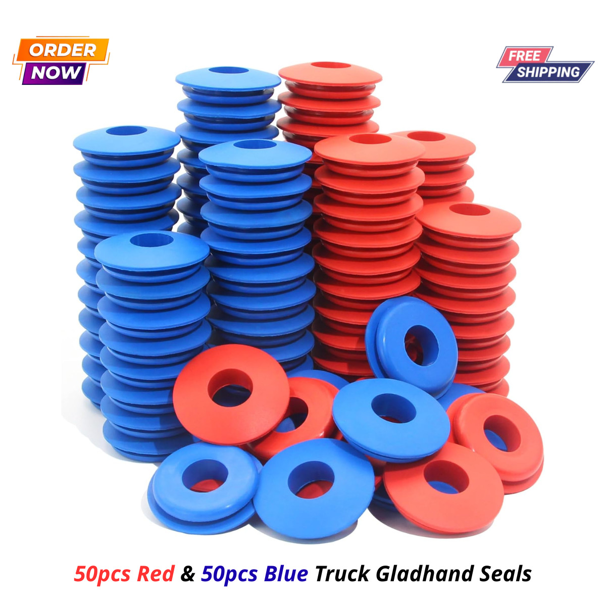 100Pcs Glad Hand Seals Rubber Polyurethane Red Blue Semi Truck Trailer Washer