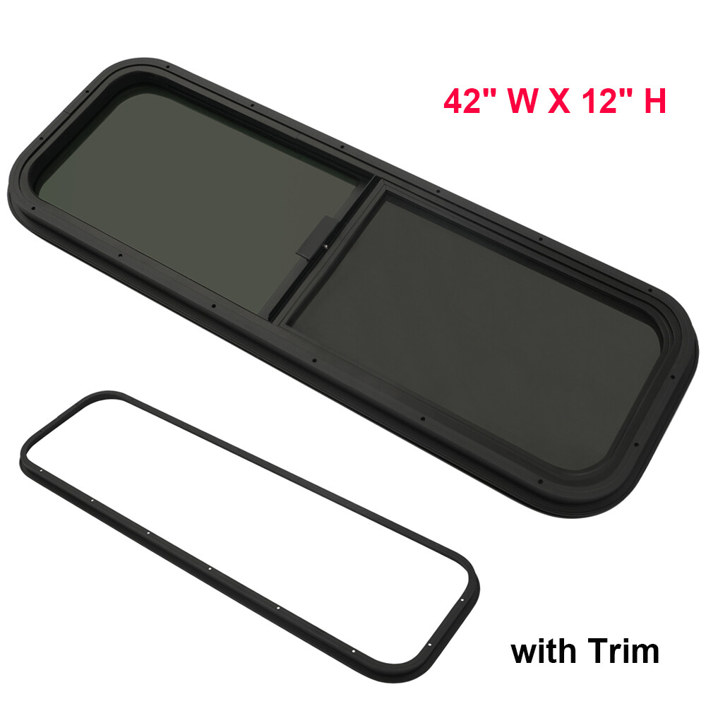 RV Teardrop Window 42 X 12 Horizontal Sliding Replacement Glass With Trim