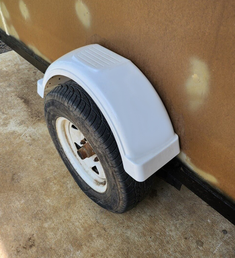 For 13″ Wheels Tire Skirt Boat White Pair of Single Axle Trailer Fenders