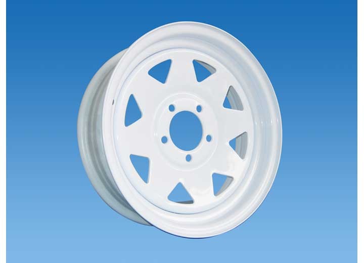12″x4″ White 8 Spoke Trailer Rim, BP 5×4.5, ET 0, CB 2.95, 1,045lbs