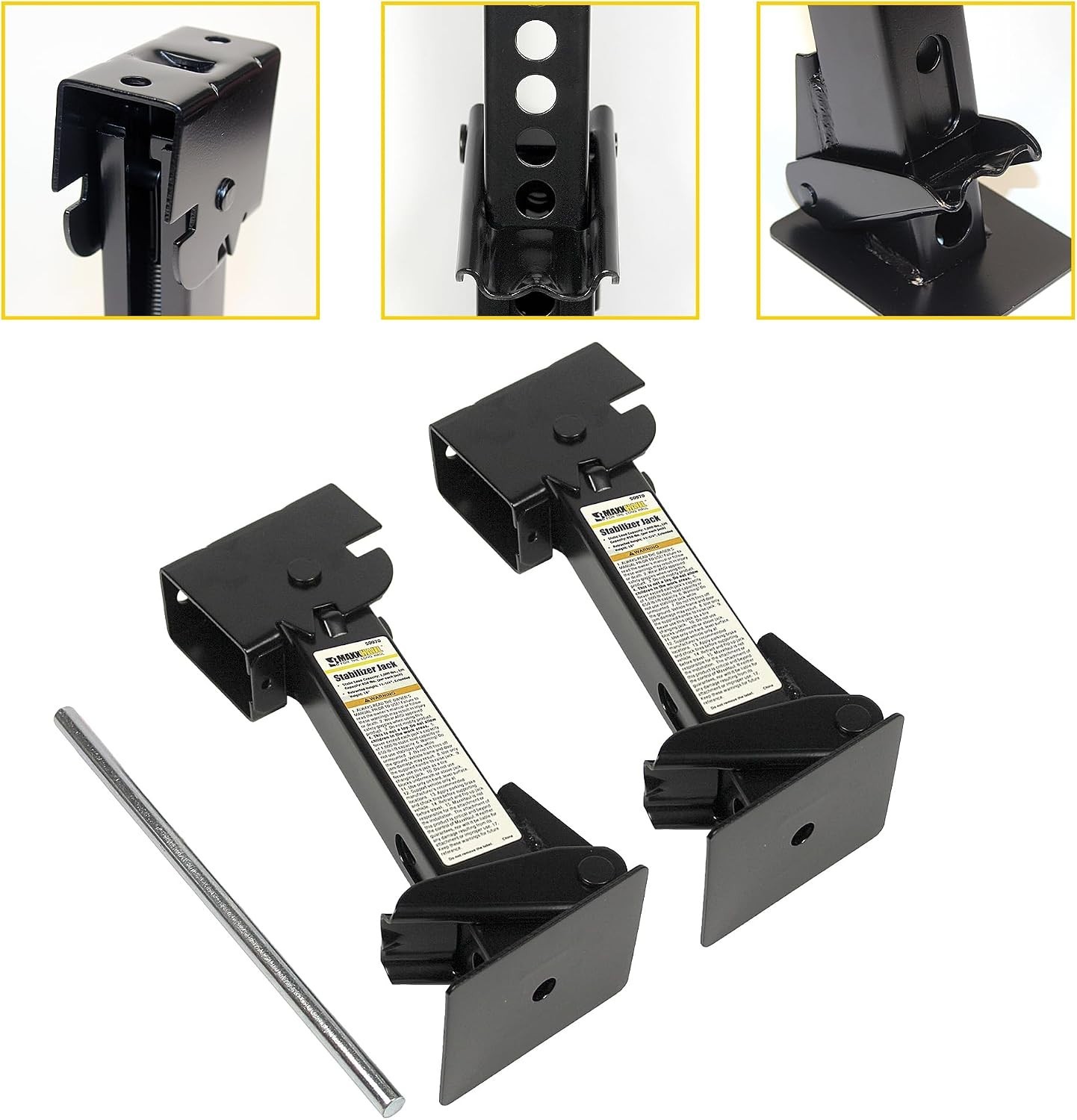 50970 Trailer Swing Down Stabilizer Jacks Telescoping RV Camper Accessories 1…