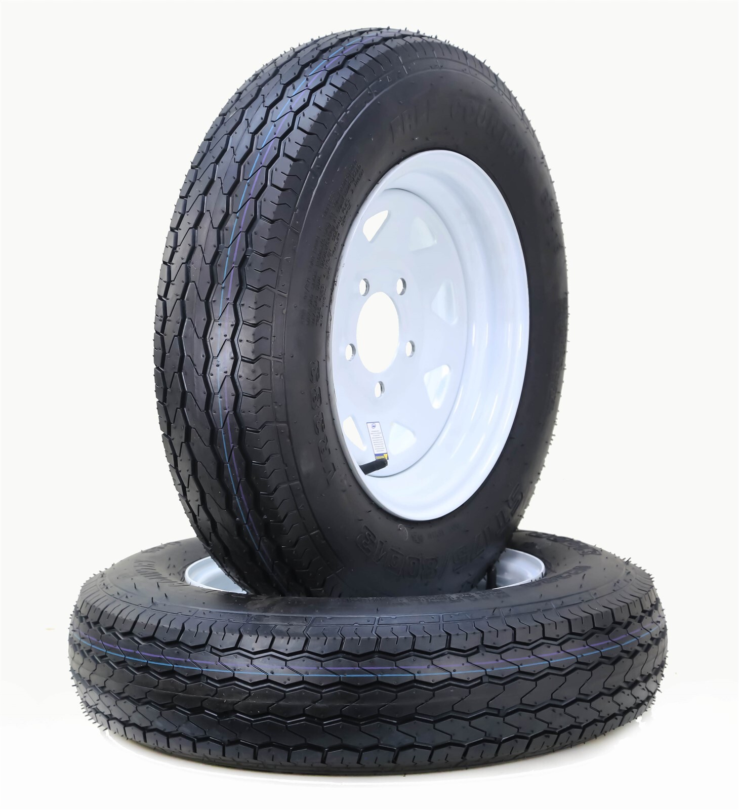 2 Free Country Trailer Tire Rim ST175/80D13 8-Ply D 96L 5 Lug x 4.5″ White Spoke