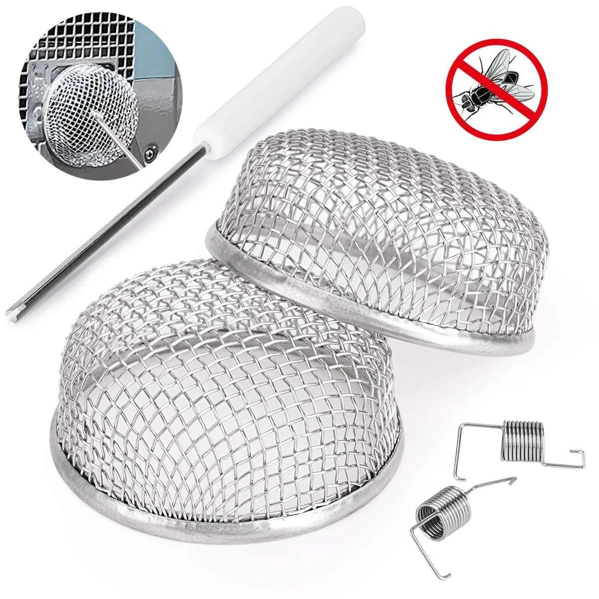 2 Pack For RV Furnace Vent Cover 2.8 Inch Camper Heater Flying Insect Bug Screen