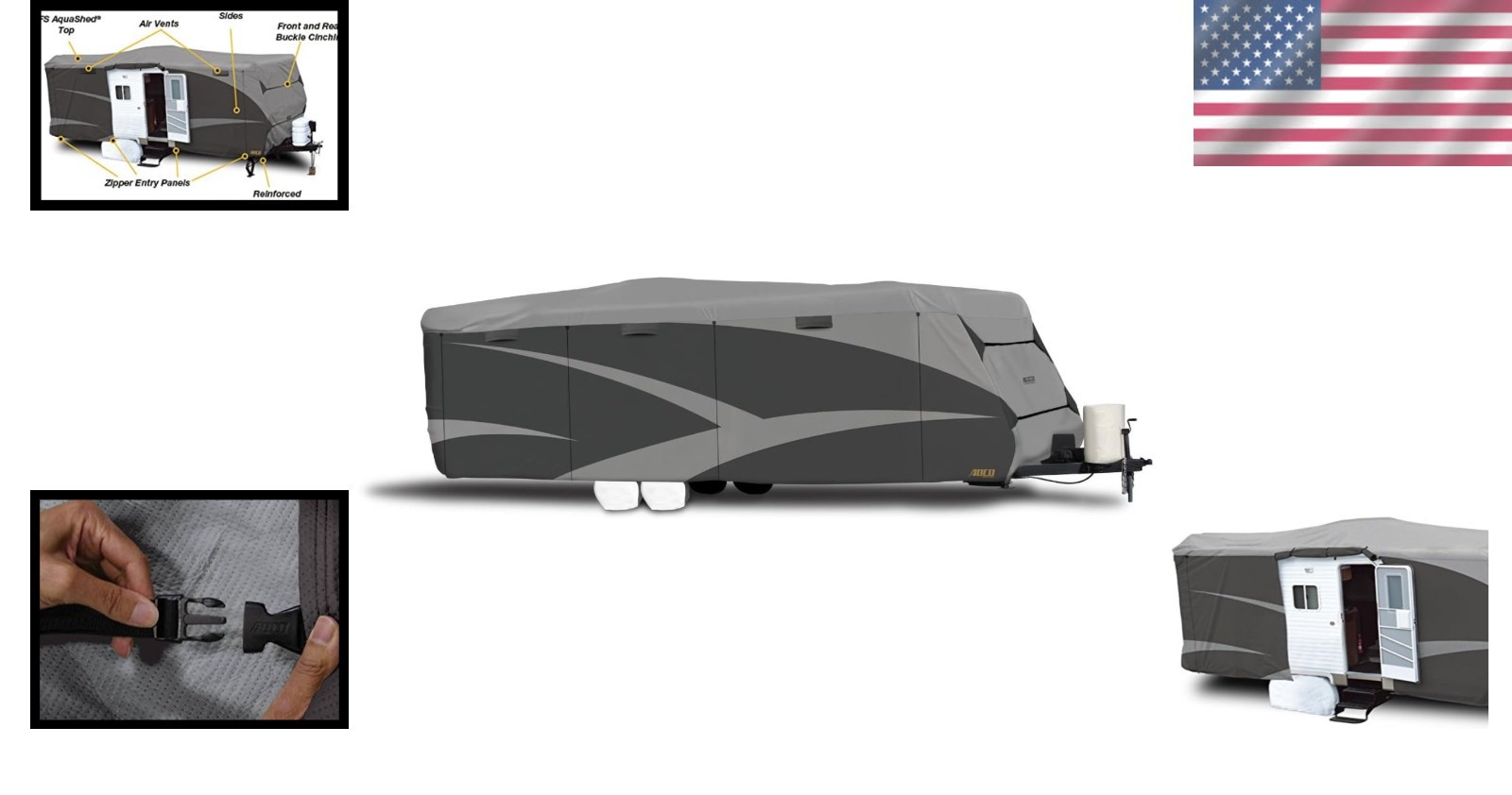 SFS AquaShed Gray RV Cover for Trailers 26’1″ – 28’6″ – Moisture Defense