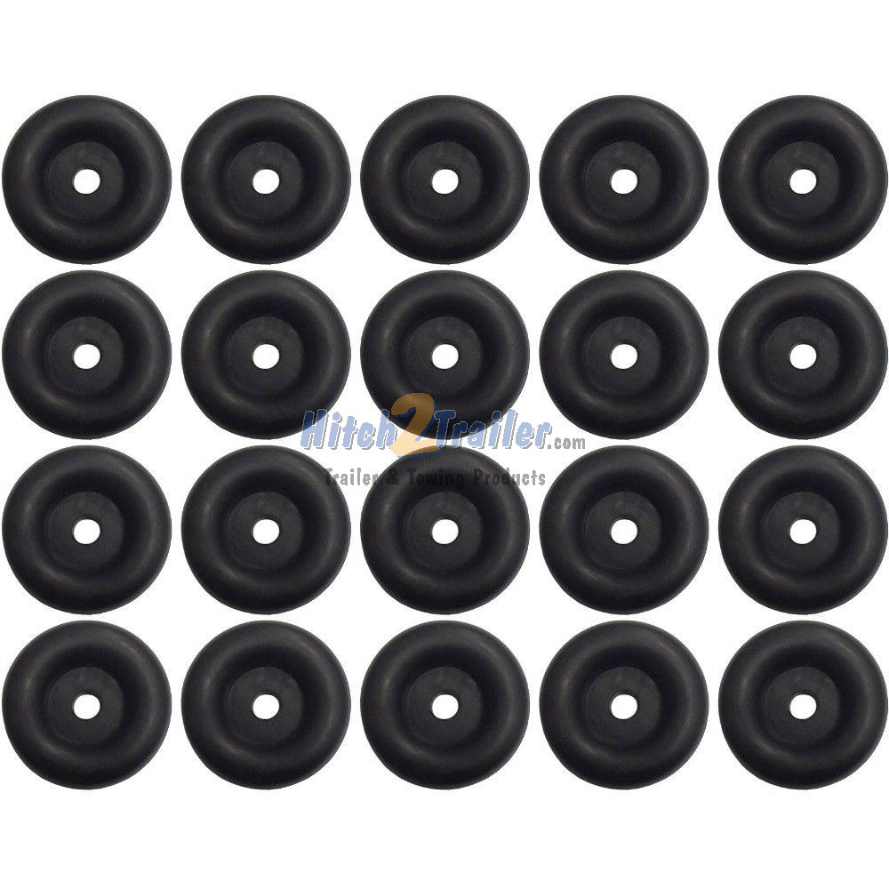 (20) 2.5″ Black Rubber Bumpers w/ center Hole for Cargo Trailer Door Ramp Guard