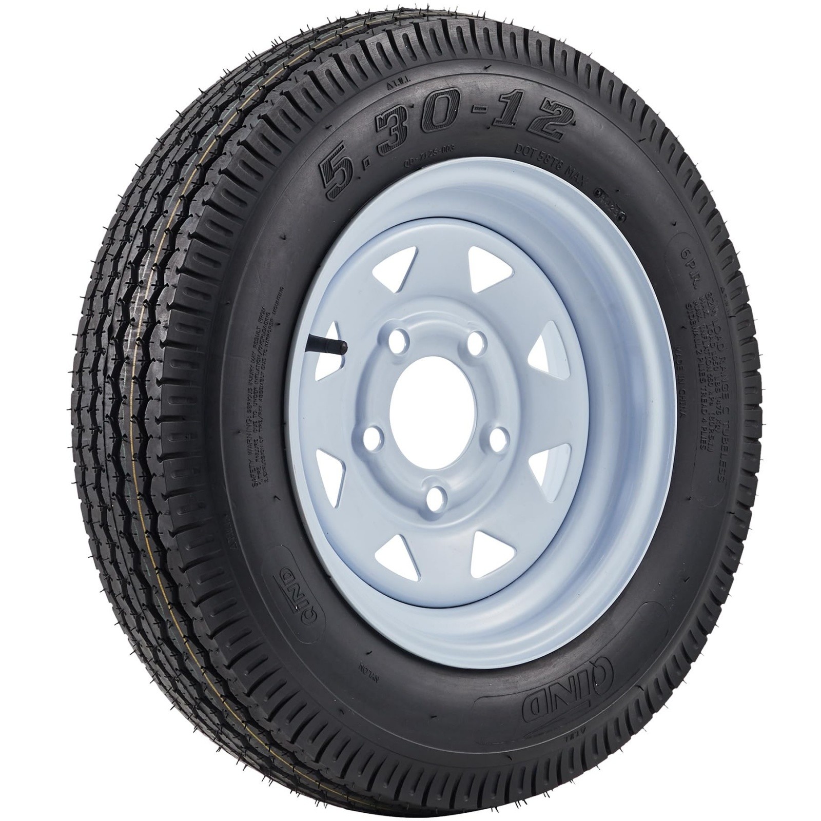 2 Pack 5.30-12 5.30×12 530-12 Trailer Tires with 12″ Rims 5 Lug on 4.5″ 6Ply