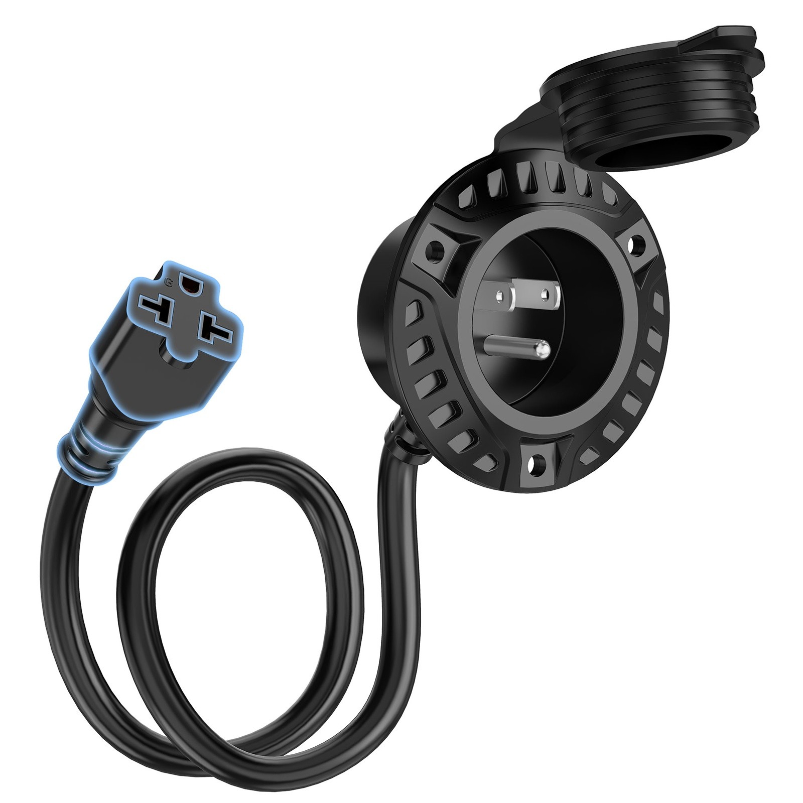20Amp 125V AC Port Plug, 12AWG RV Shore Power Inlet Socket Electrical Receptacle