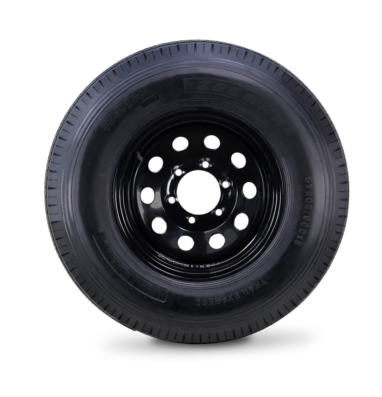 ZEEMAX Trailer Tire Assembly ST205/90D15 10-Ply Black Mod Rim 6 Lug on 5.5″