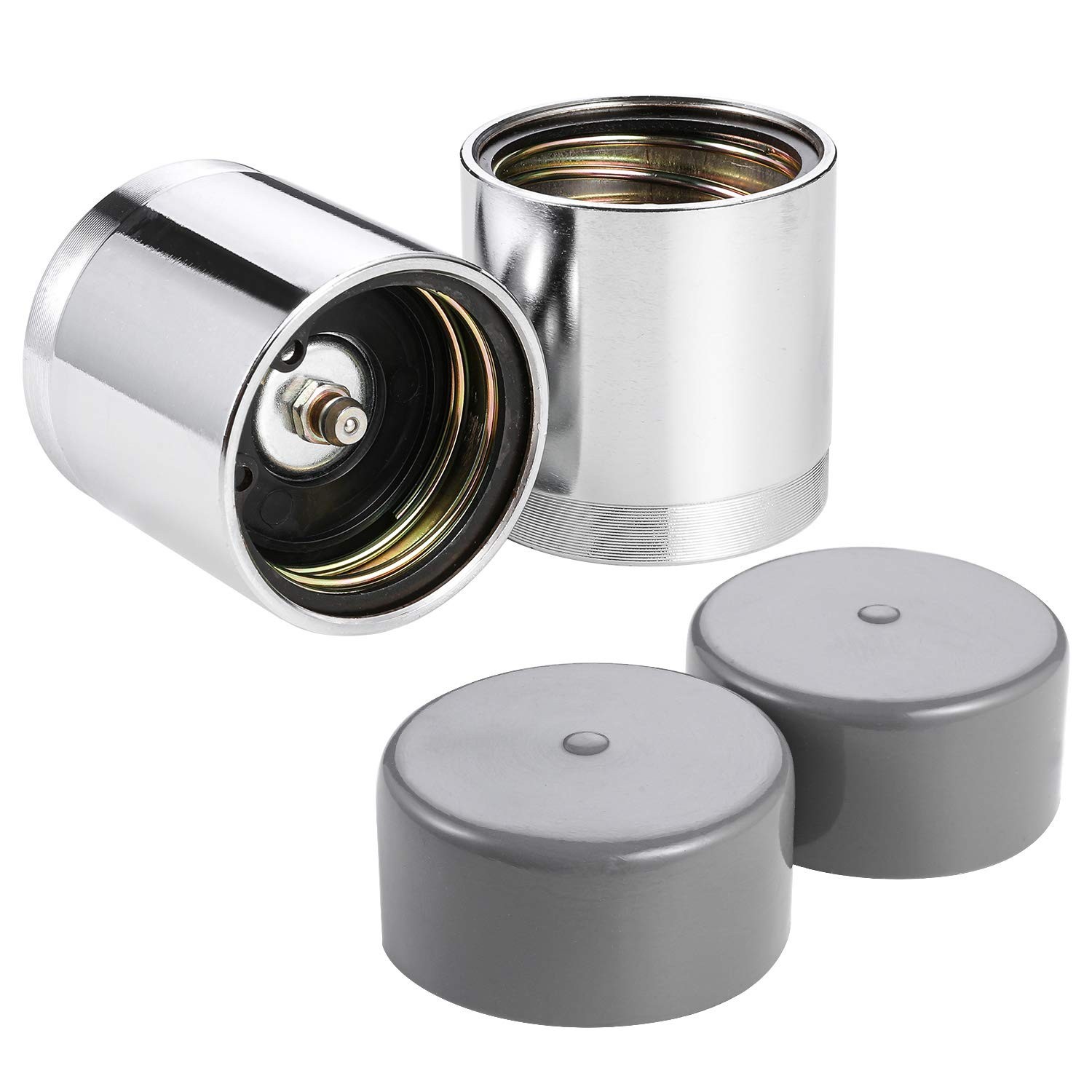 Rust-Free 1.98 Inch Bearing Protectors with Protective Bras, 2 Pack for Trailers