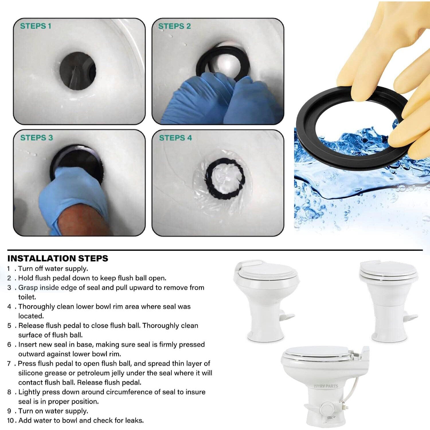 Toilet Flush Ball Seal For Dometic 300 310 320 385311658 Durable Leak-Proof//
