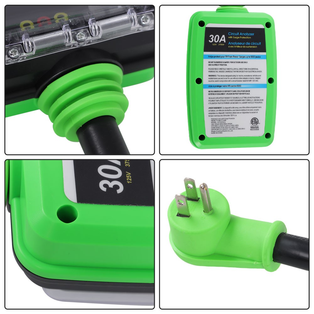 15 Amp to 30 Amp 110 RV Adapter with Surge Protector, Patented 5000J 5-15P new
