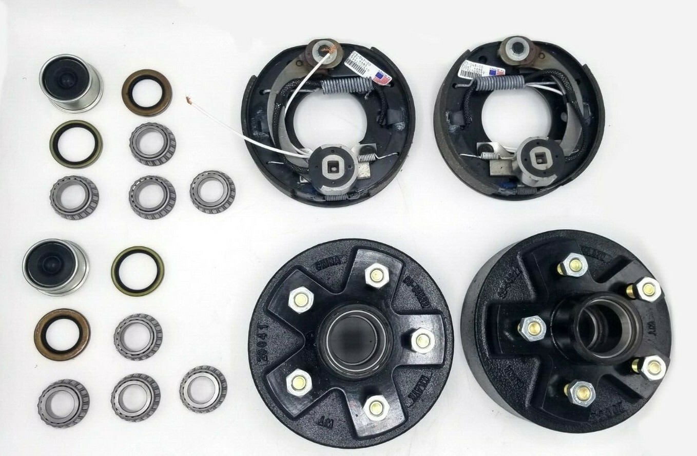 Electric Trailer Brake Basic kit 5 lug x 4.5 7″ Drum & Dexter Brakes 2000# Axle