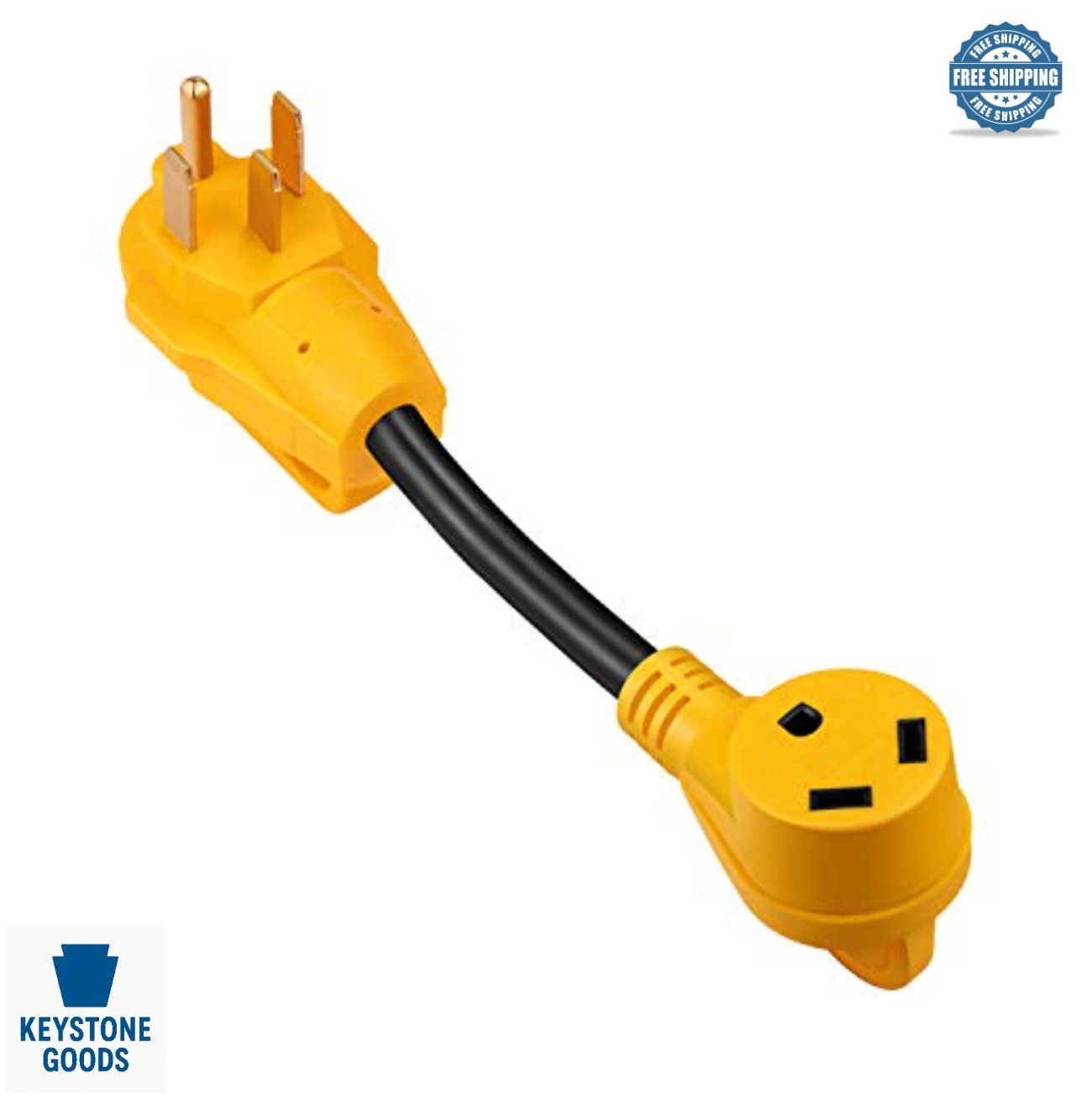 50 Amp to 30 Amp RV Adapter NEMA 14-50P to TT-30R Dogbone Cord with LED
