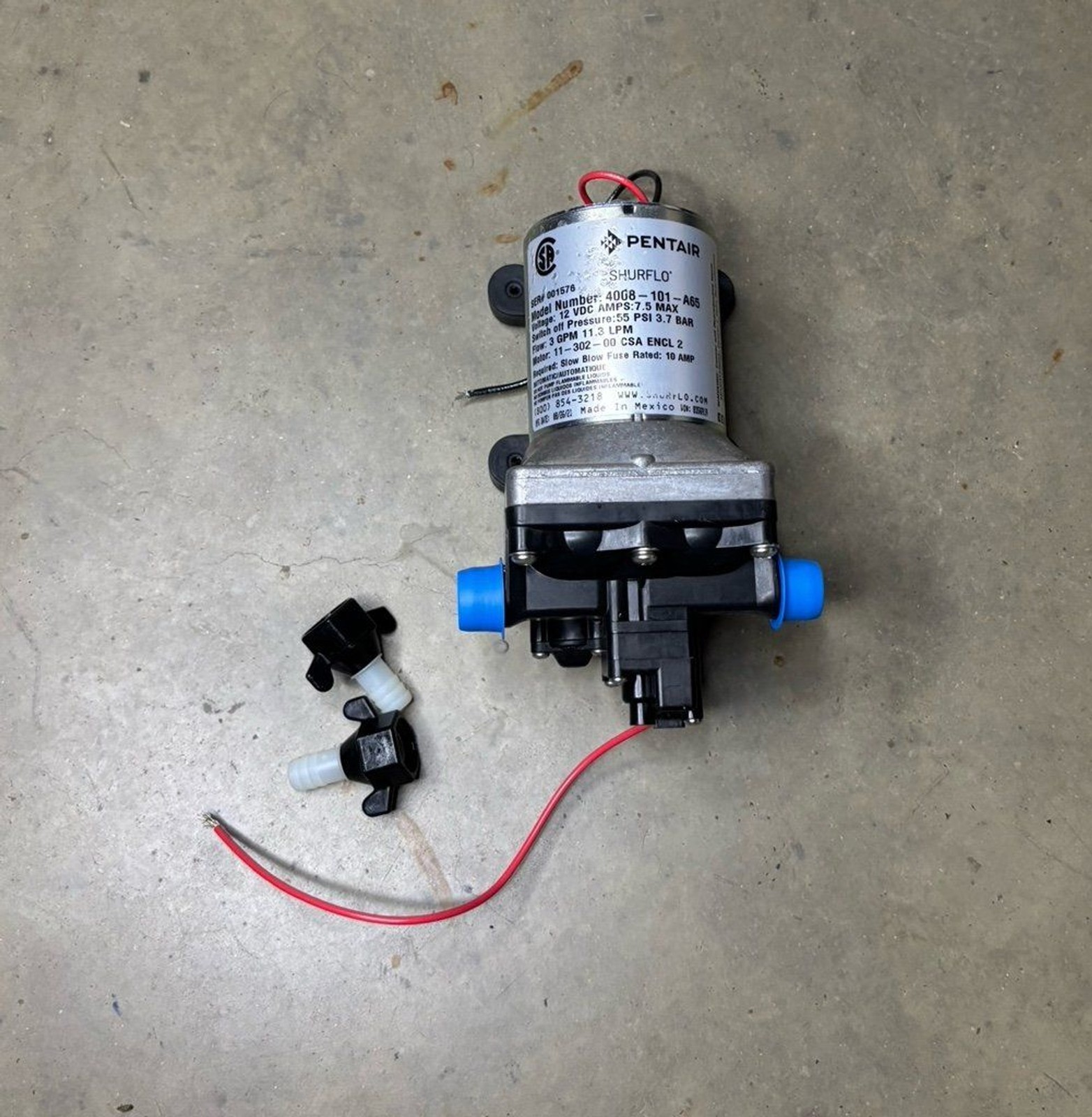 GENUINE PENTAIR SHURFLO 4008 RV REVOLUTION BY-PASS PUMP 4008-101-A65 3GPM 12VDC