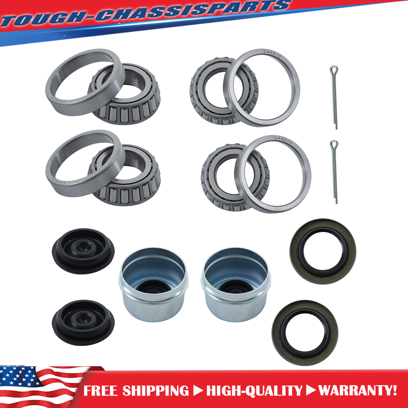 Fit For 1 ” 2000-2200Lbs Trailer Axle 2set Trailer Bearing Kit L44643 (9pcs/set)