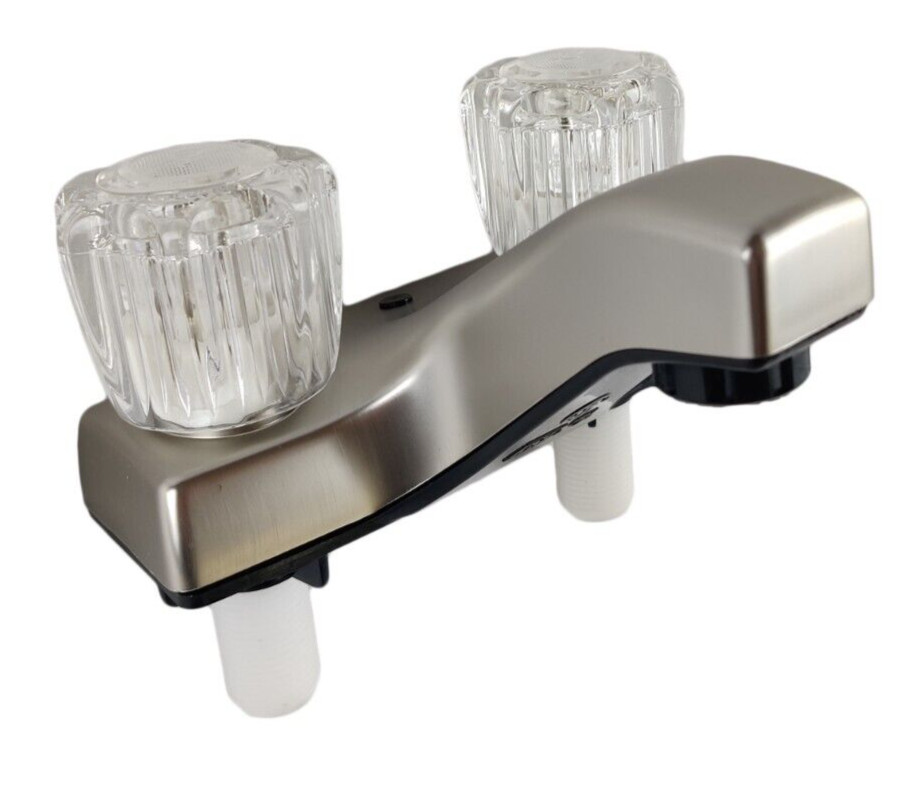 RV Mobile Motor Home Bathroom Sink Lavatory Faucet 4″ Brushed Nickel Clear