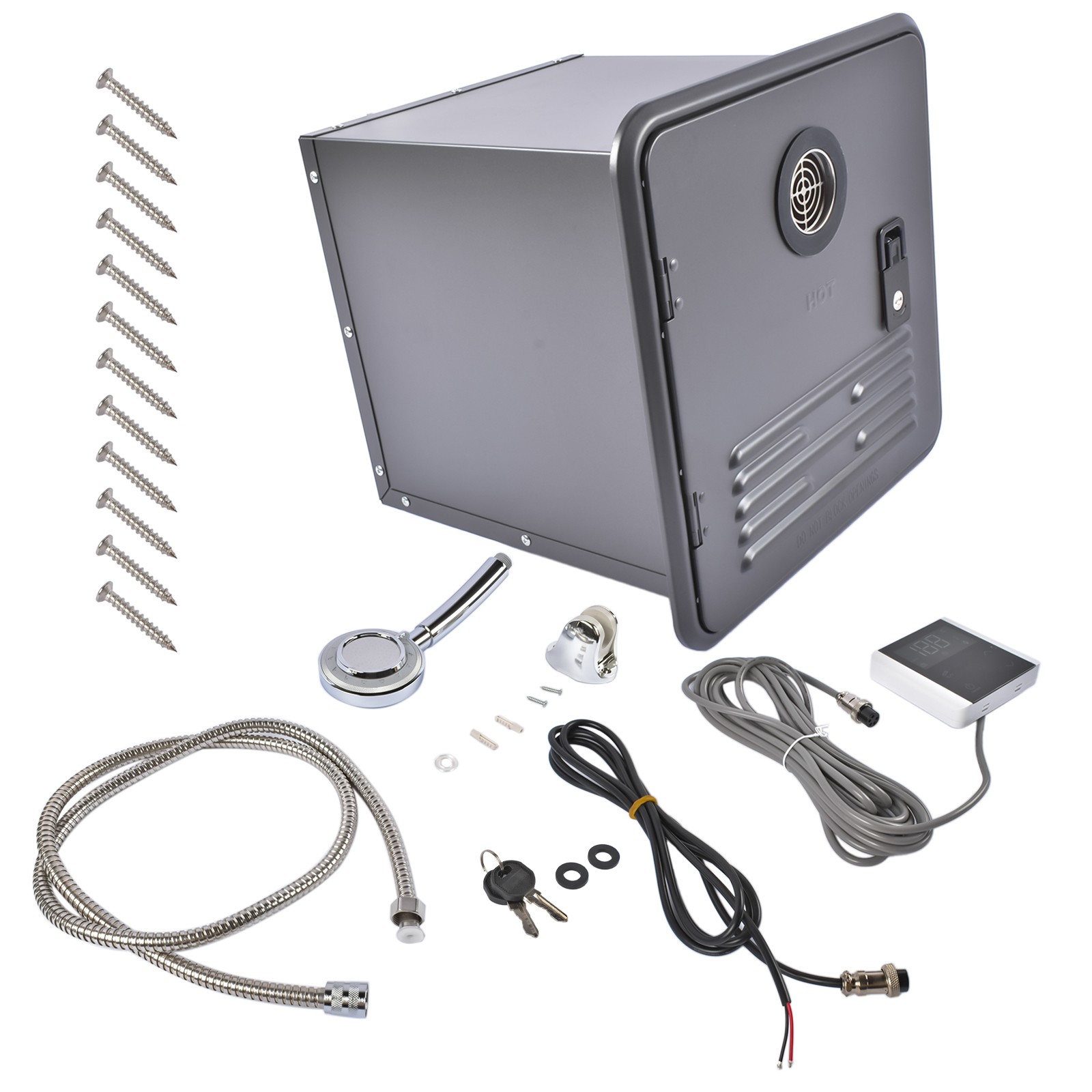 RV Tankless Water Heater 42000 BTU Propane Gas Remote Control 15″ x 15″ Black