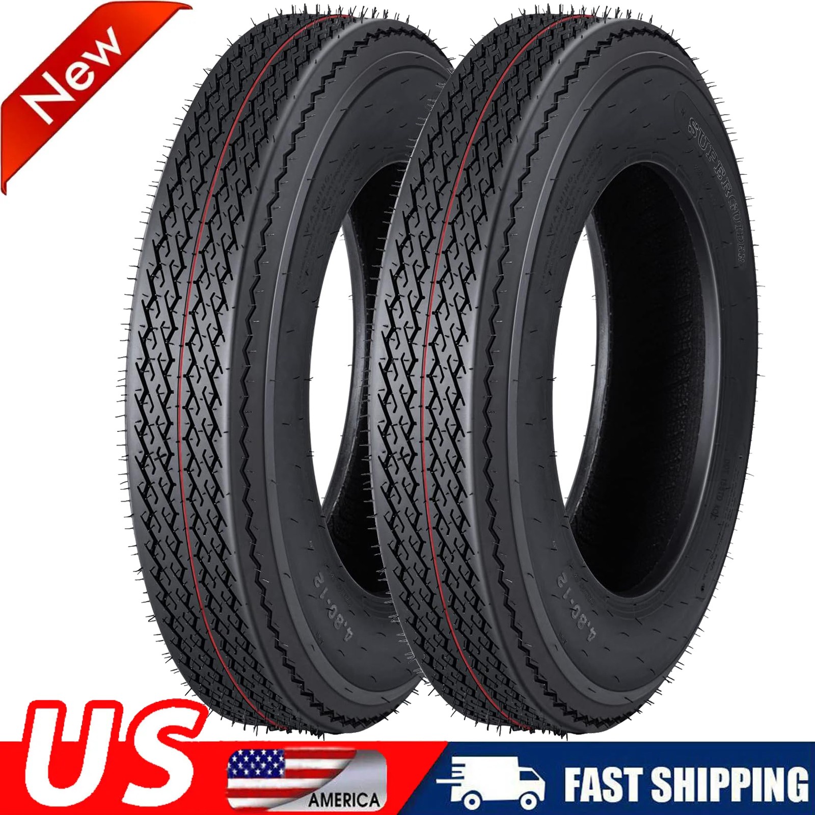 2 Pack 6Ply 4.80-12 Trailer Tires 4.80×12 4.8-12 Replacement Load Range C 4.8 12