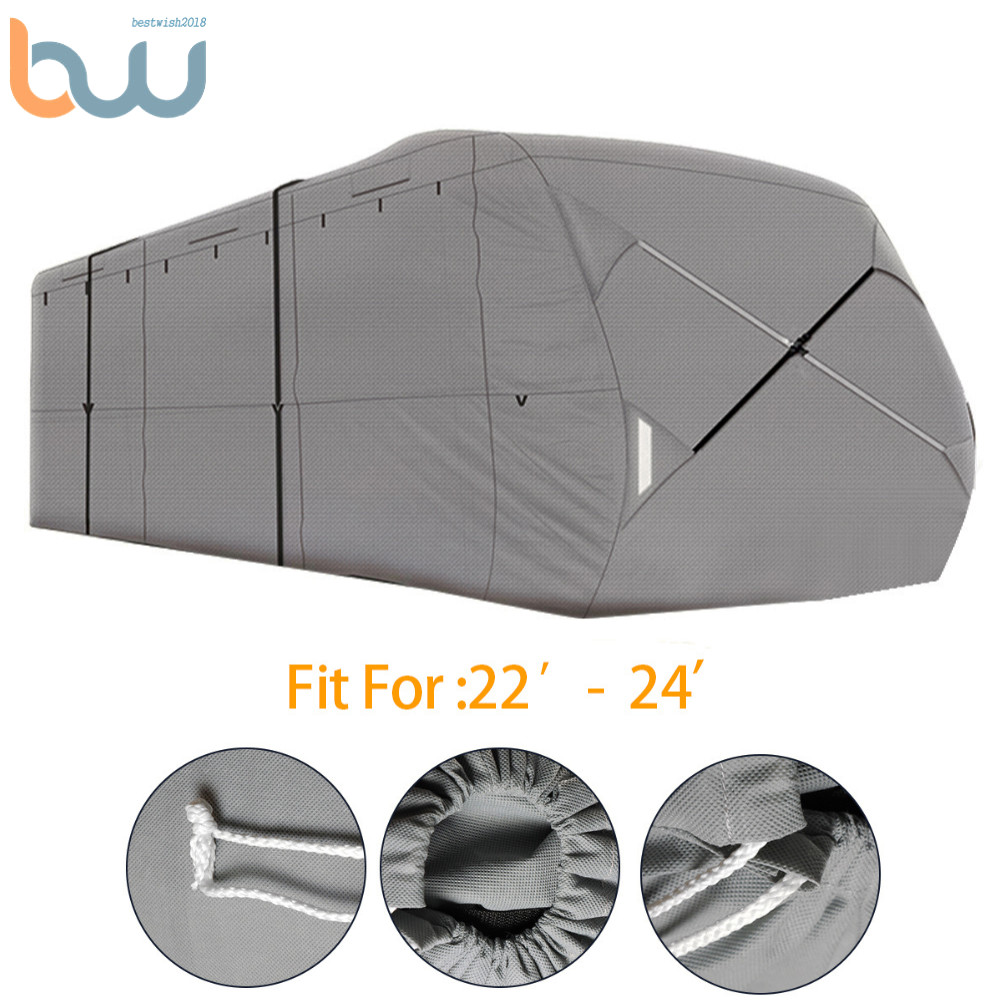For 22′-24′ Travel Trailer RV Cover 4-Ply Windproof Waterproof Sand-Prevention