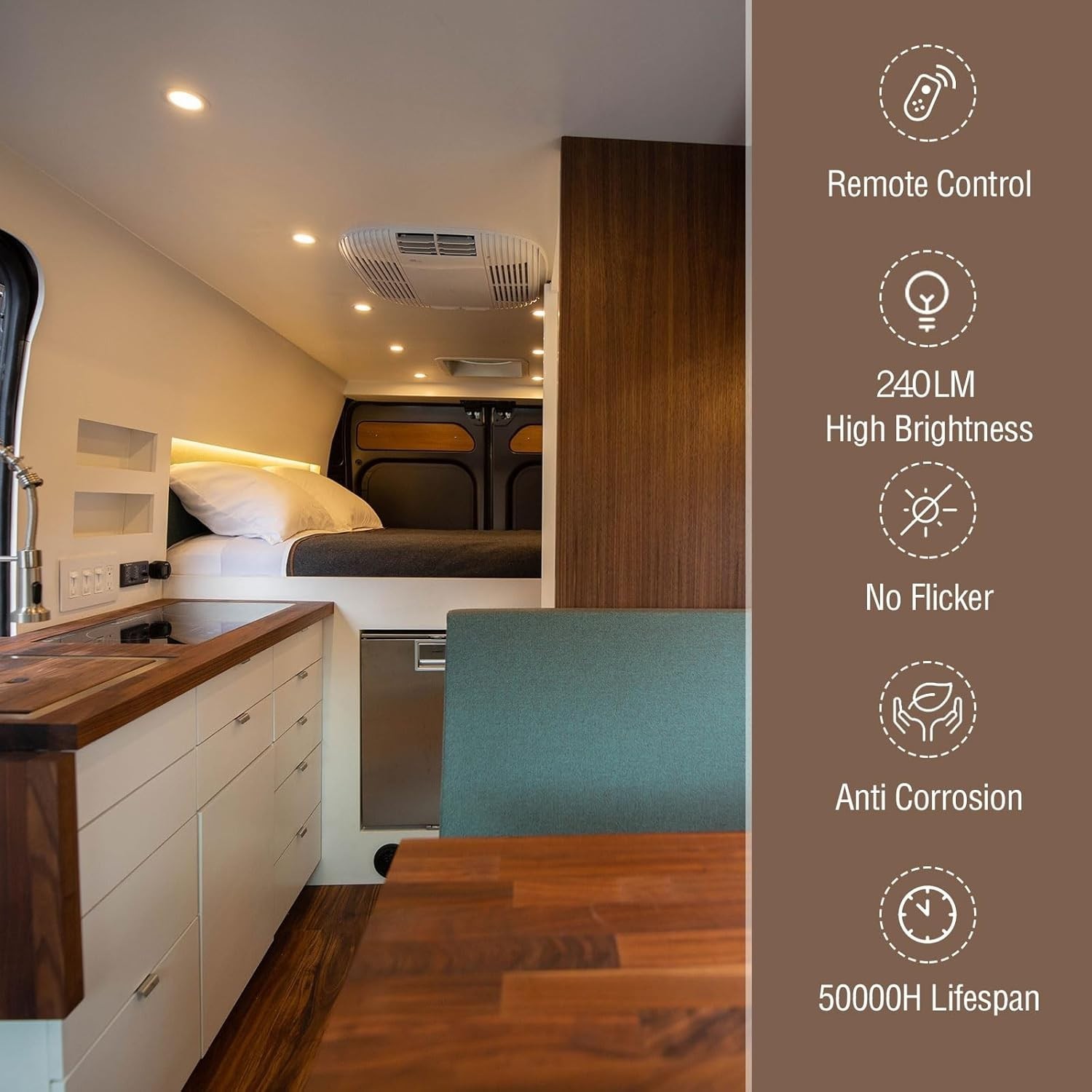 Dimmable LED RV Ceiling Lights 12V Waterproof 6 Pack – Remote Control & Slim …