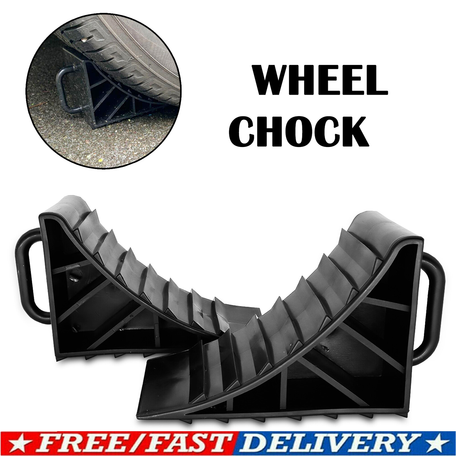 x2 Tire Stopper Wheel Chocks Blocks Heavy Duty For Truck Car Rv Camper Trailer