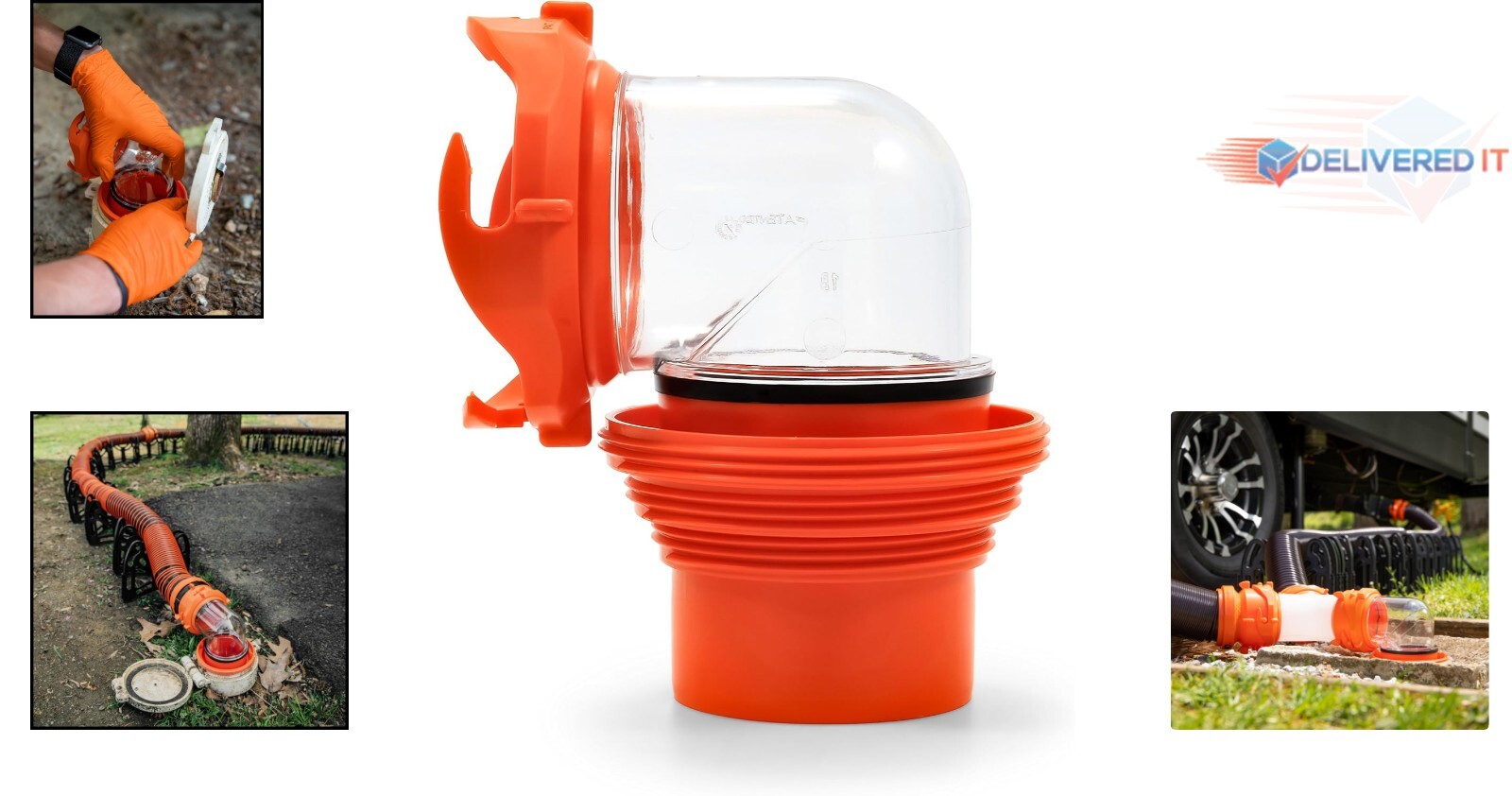 Clear RhinoFlex RV Sewer Hose Elbow – 360° Fitting Rotation & Versatile Adapter