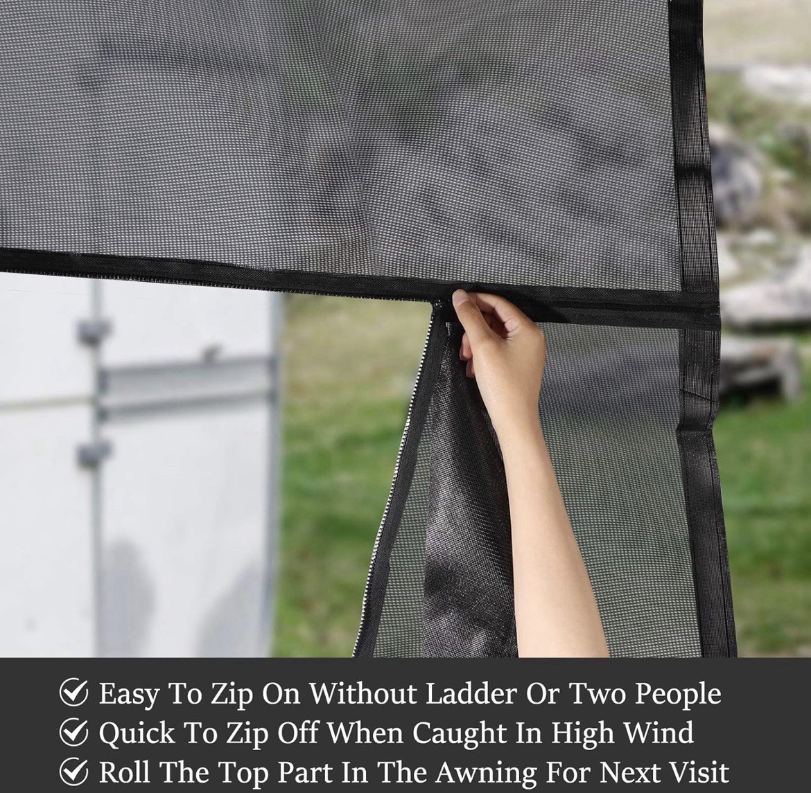 17ft * 9ft RV Awning Sun Shade Mesh For Camper Trailer Canopy 90% UV Blocker