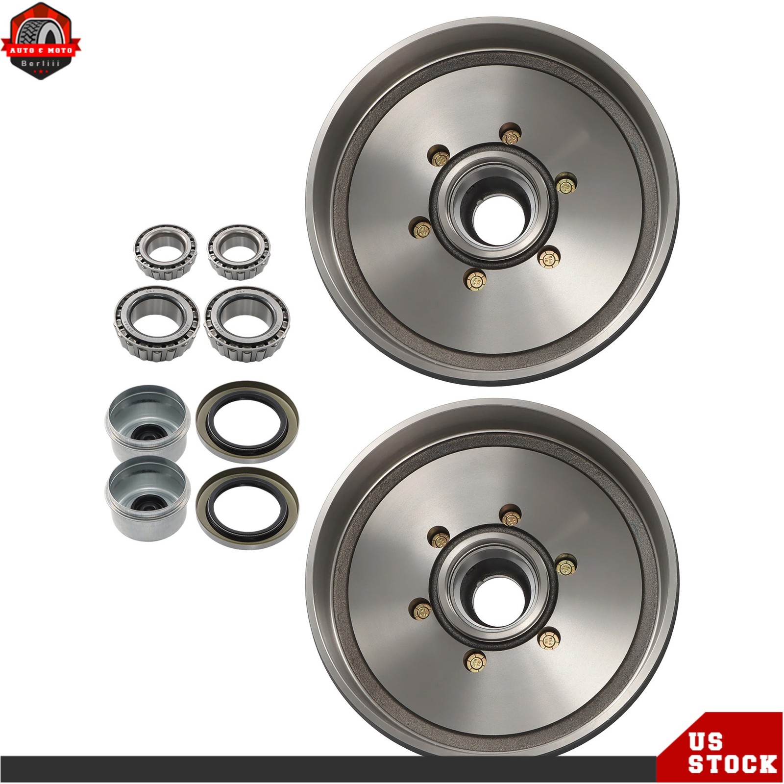 12″ X 2″ Trailer Brake Hub Drum Kit Pair 6 Lug 5.5″ B.C. for 5200-6000 Lbs Axle