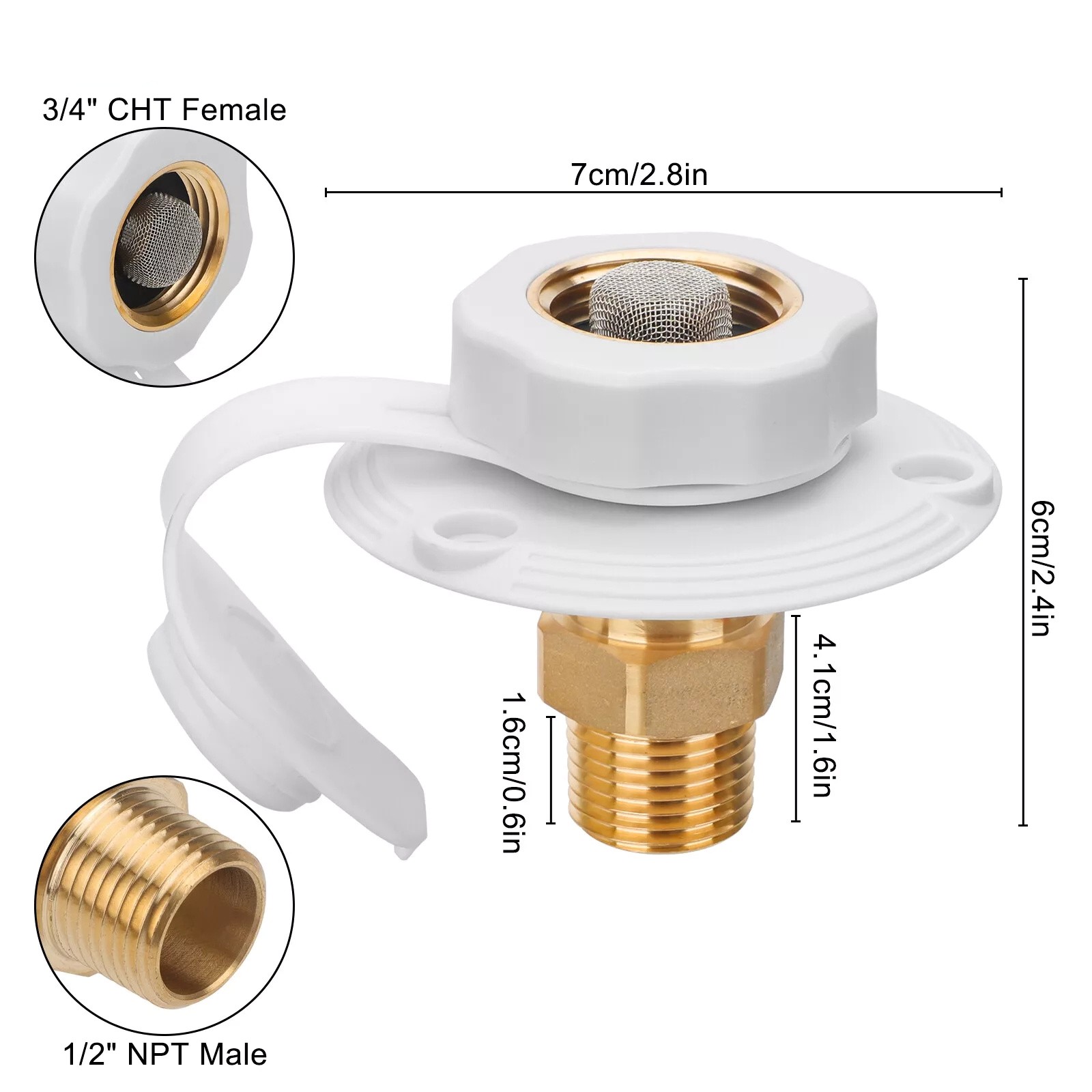 Water Inlet Valve Hatch Gravity Fresh Water Fill For Car RV Camper Trailer 2.8″