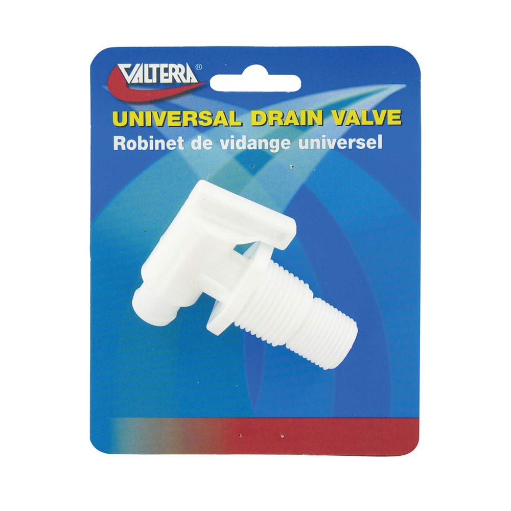 Valterra A01-2026VP Universal Drain Valve – Threaded- White (Carded) (a012026vp)