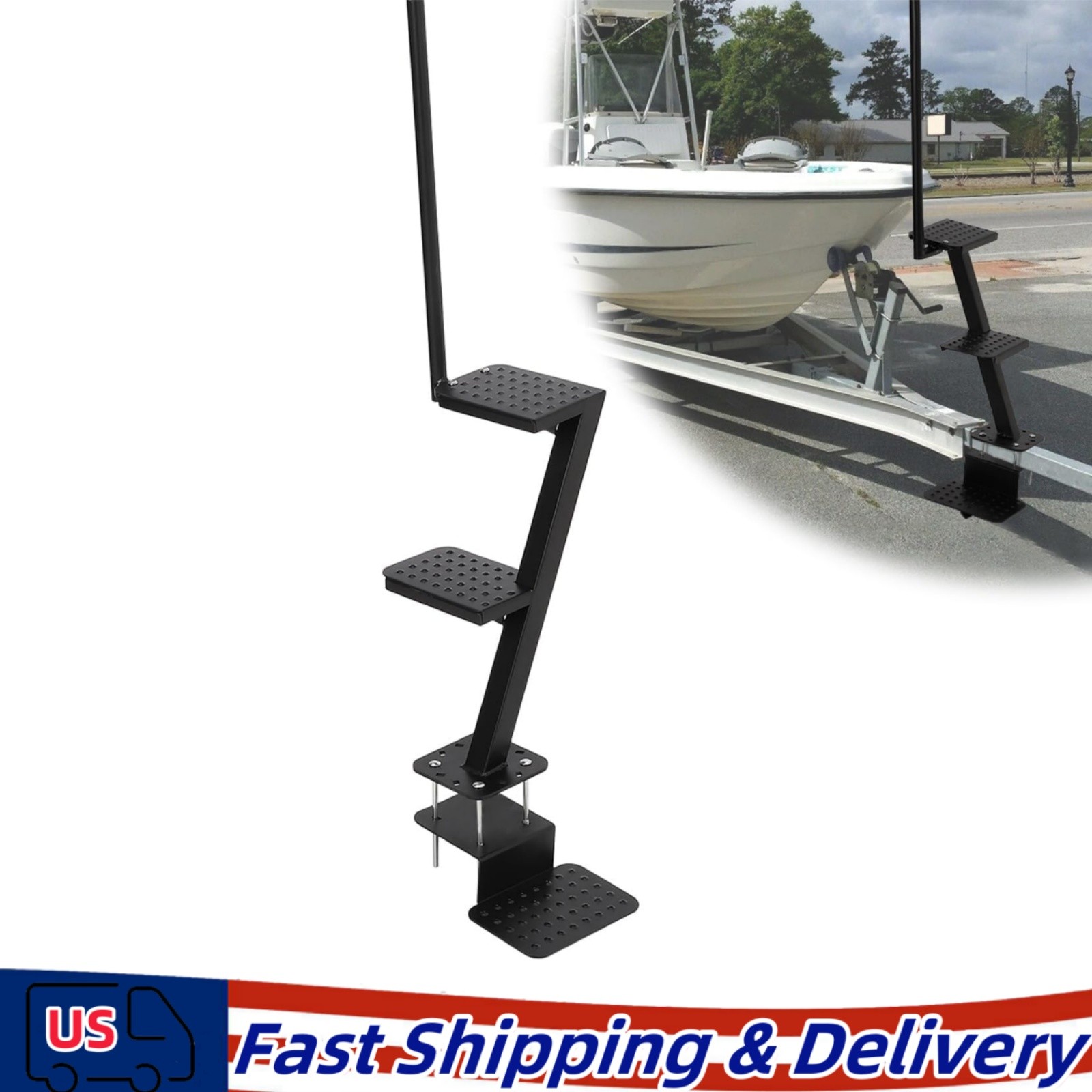Durable Boat Trailer Steps with Handle – 2-Step Side Mount Design
