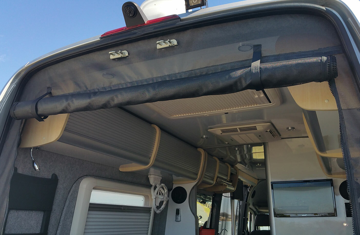 rear doors fly screen RV flyscreen Mercedes Sprinter 2006 on Highroof motorhome