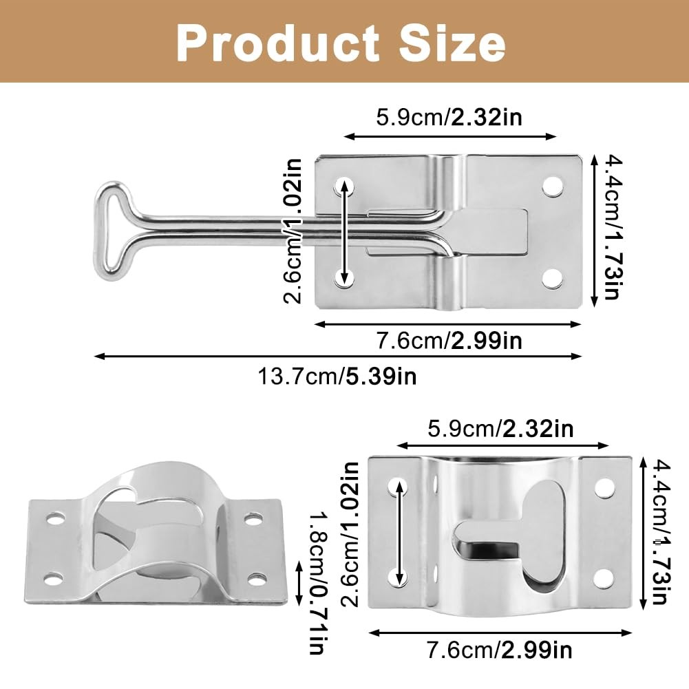 304 Stainless Steel T Style RV Door Holder Entry Catch Latch Hardware