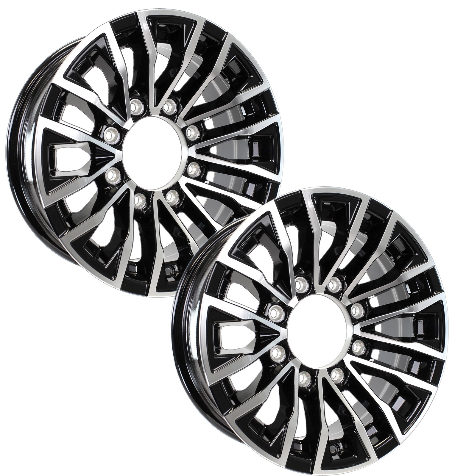 eCustomrim 2-Pack Aluminum Trailer Wheel 16X6 16 Inch Rim Black Machined 8 Lug