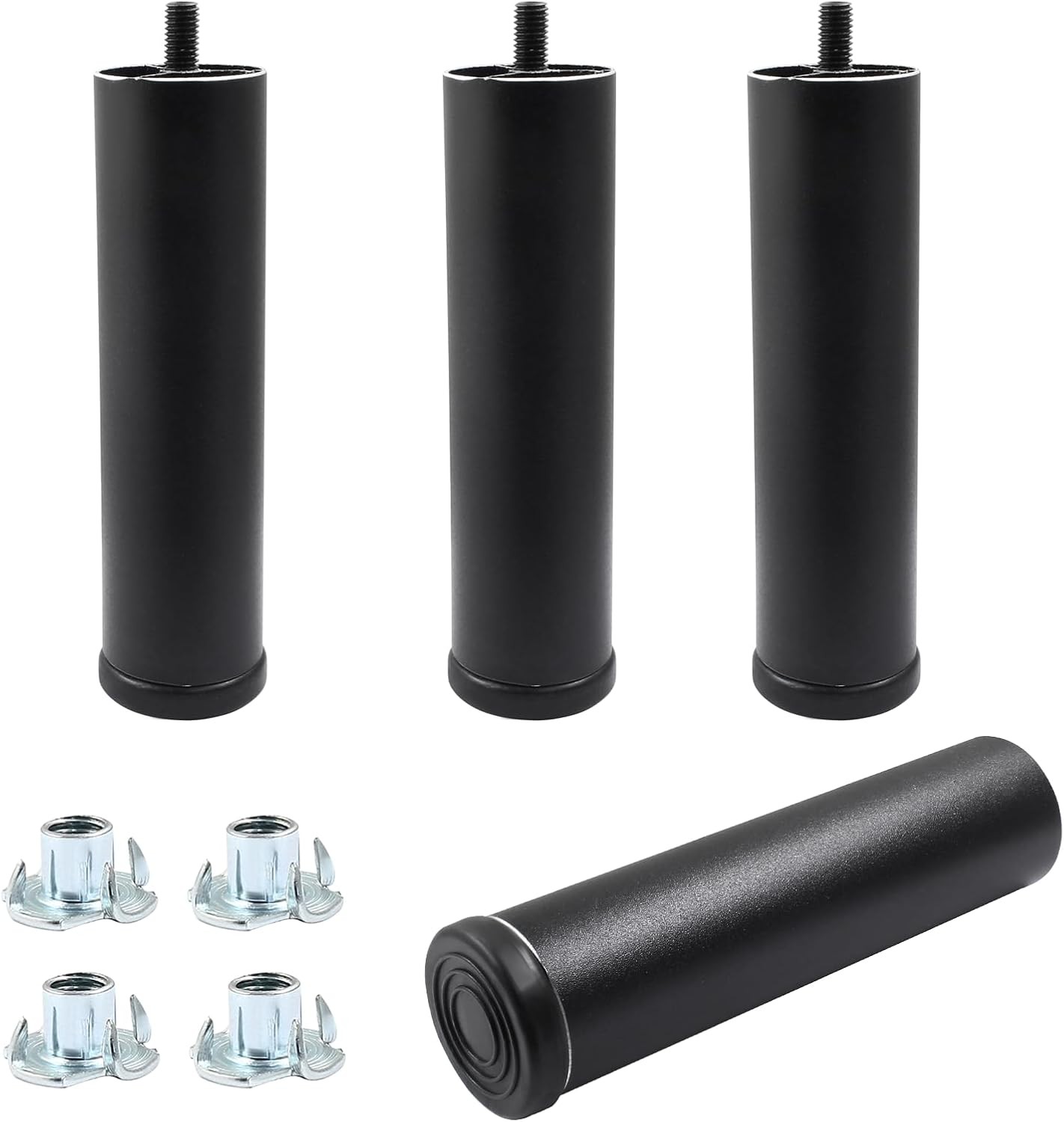 Murtenze 4 PCS 6 Inch Metal Furniture Legs – Adjustable Height 6 inch, Black